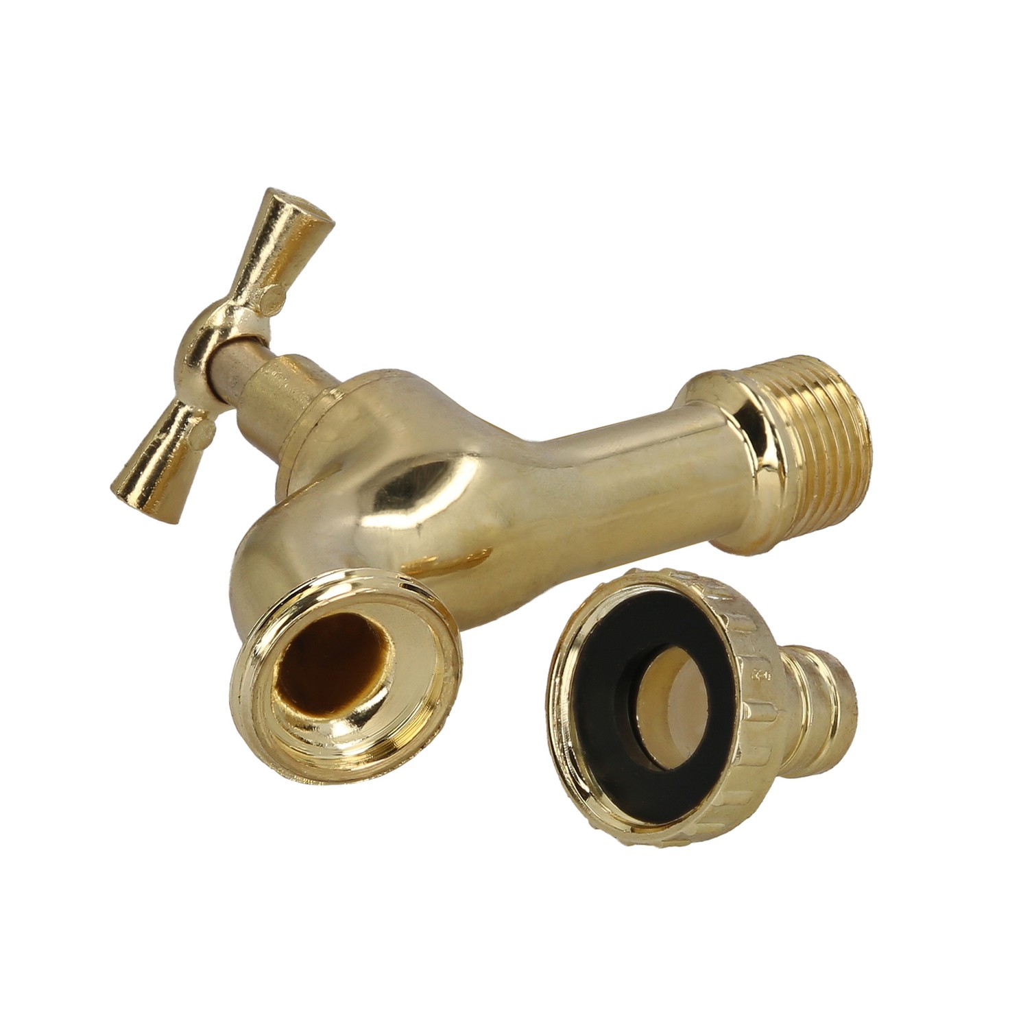 Grifo Curvo Latón Pulido Con Racord 1/2 Grifo Jardin Exterior