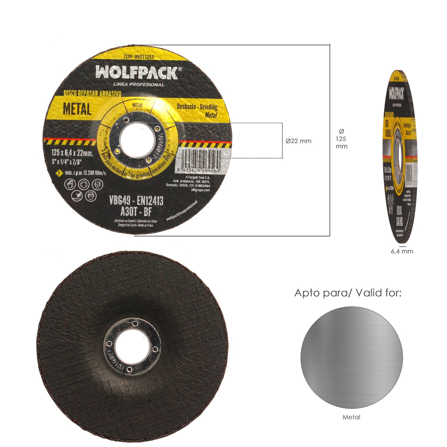 Disco Repasar Abrasivo Ø 125 x Ø 22 mm. Espesor 6,0 mm. Disco Radial / Amoladora Universal Compatible Con Todas Las Amoladoras