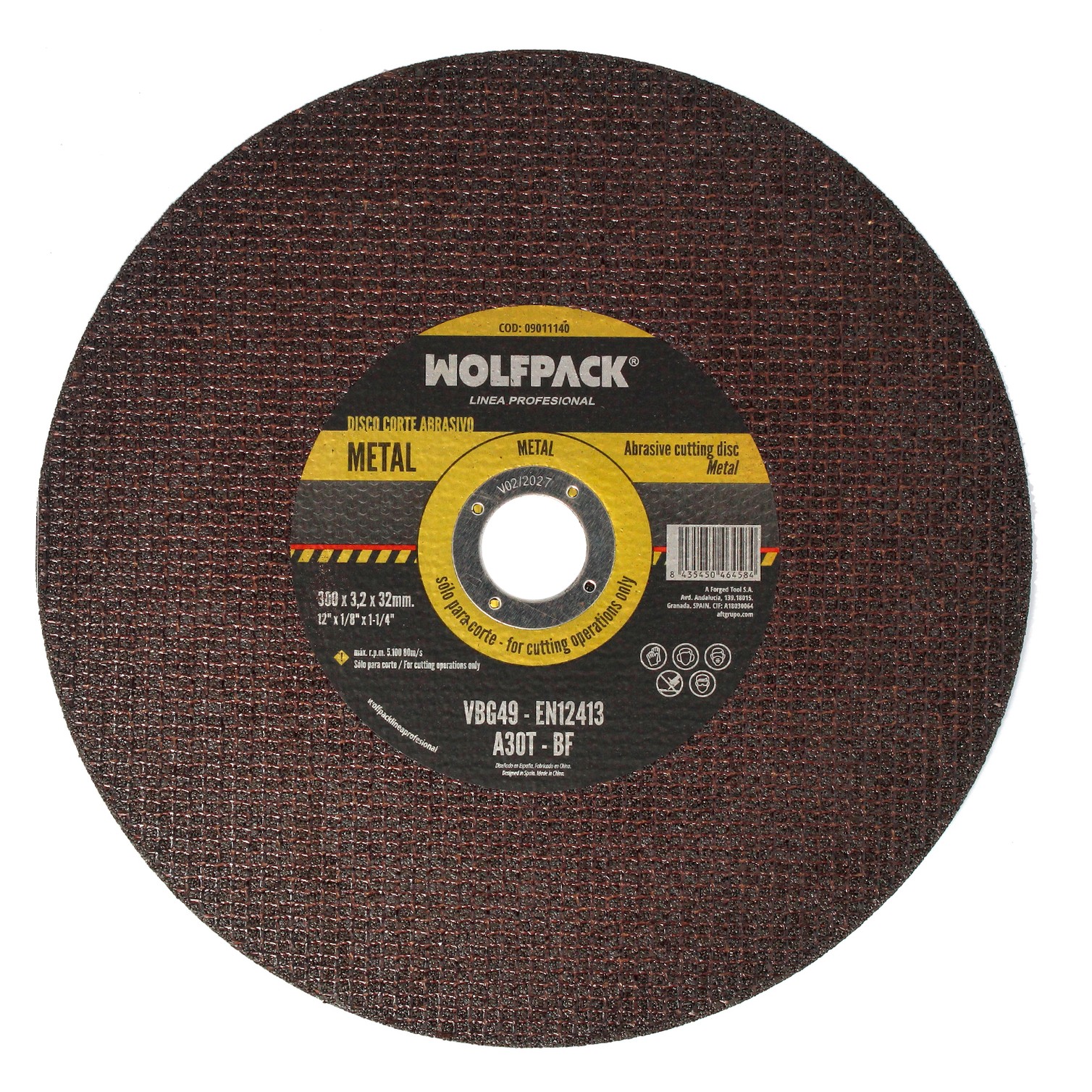 Disco Corte Abrasivo Metal Ø 300 x Ø 32 mm. Espesor 3,2 mm. Disco Radial / Amoladora Universal Con Todas Las Amoladoras