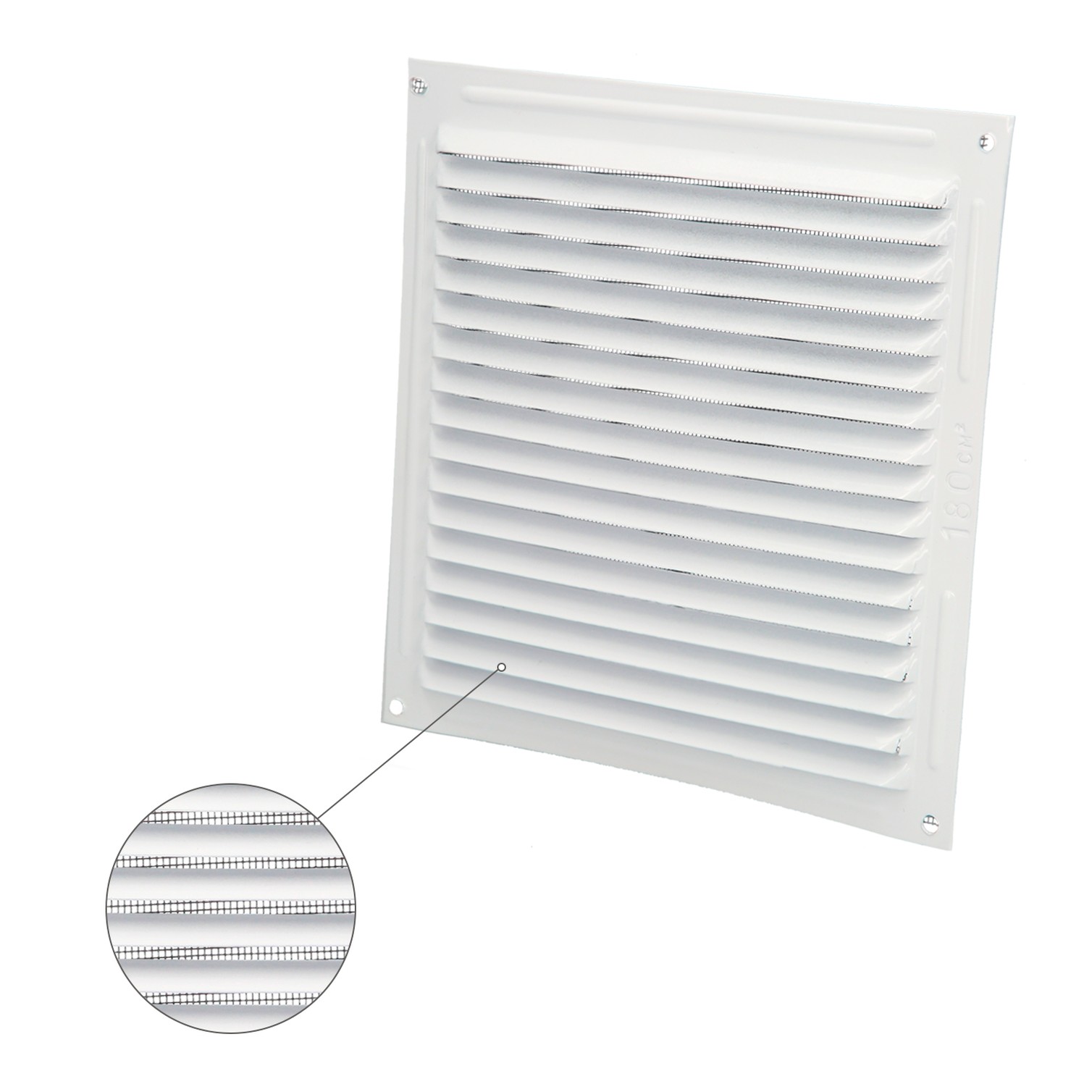Rejilla Ventilación Aluminio Con Mosquitera Atornillable 200 x 200 mm. Color Blanco