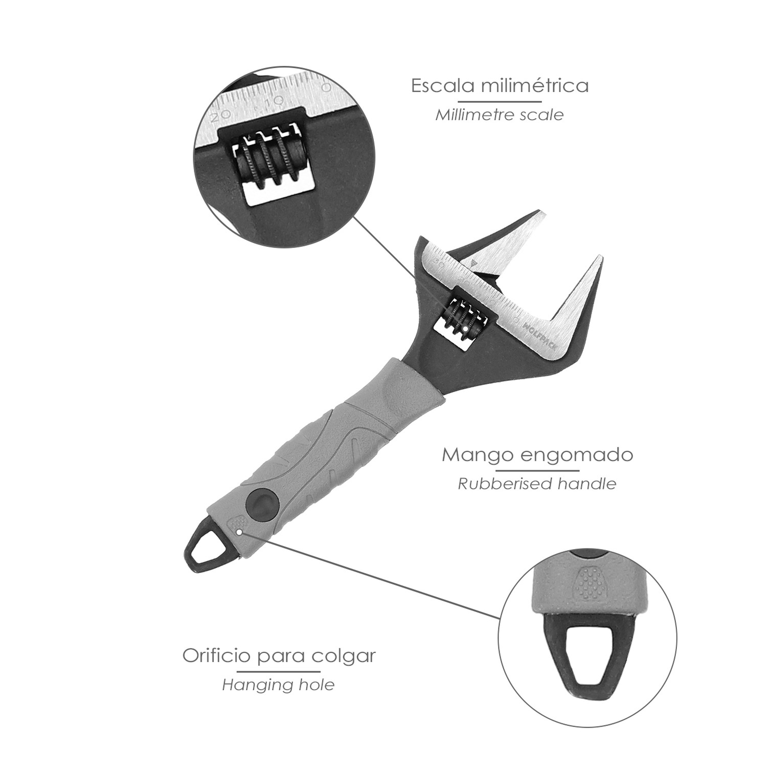 Llave Ajustable Gran Apertura Compact. Cromo Vanadio 6" Llave Inglesa, Llave De Expansion, Llave Gran Apertura