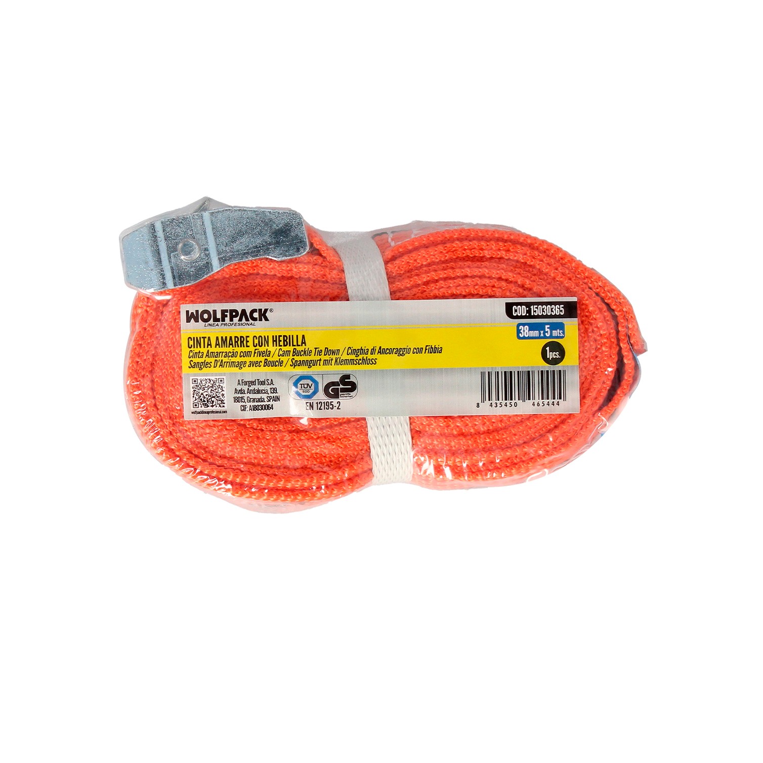 Cinta De Amarre Con Trinquete 5 metros x 38 mm. Trinquete Metalico Automatico, Cincha, Eslinga Mercancia, Correa Sujeción