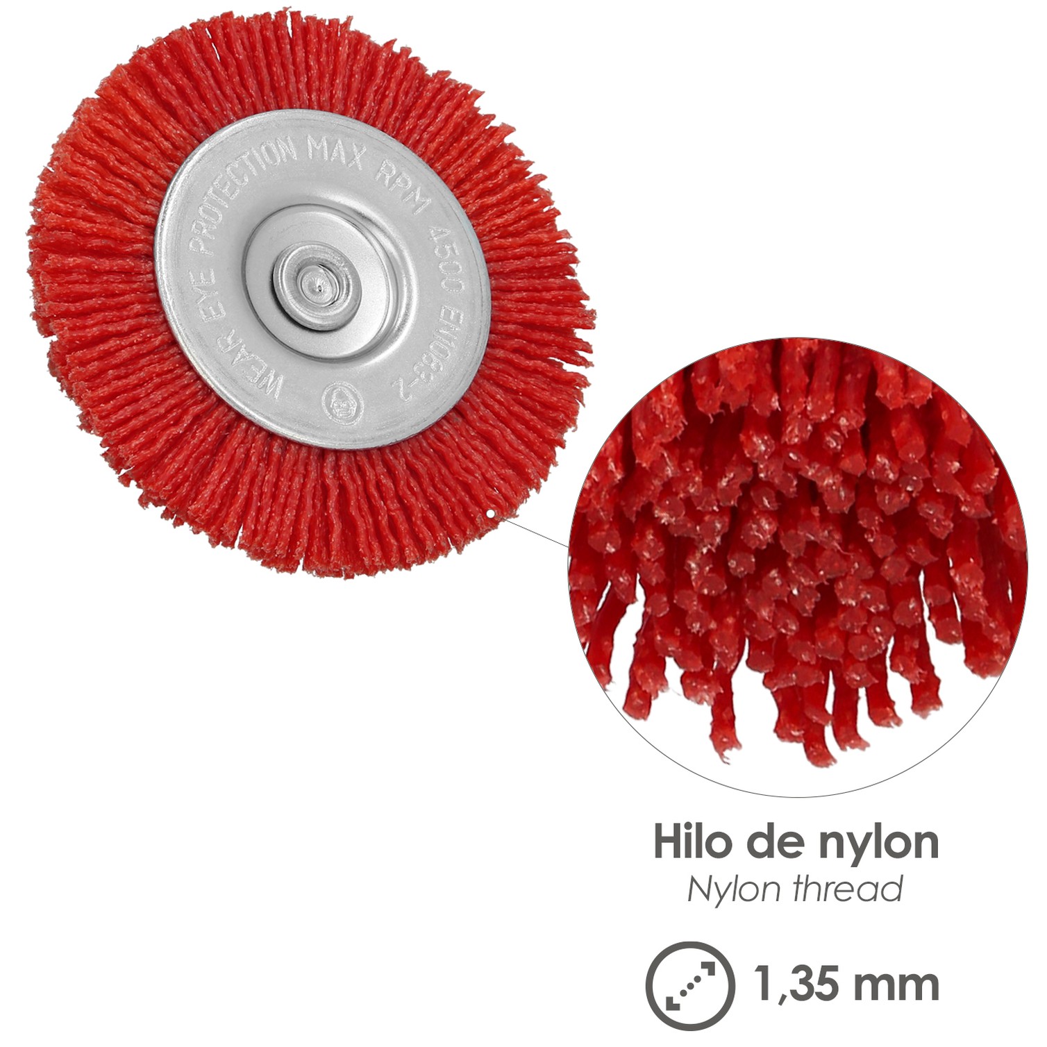 Cepillo Nylon Disco Ø 75 mm. 1/4". Lijar y Pulir Madera, Metal, Acero Inoxidable, Cepillo Taladro, Cepillo Pulir, Cepillo Lijar