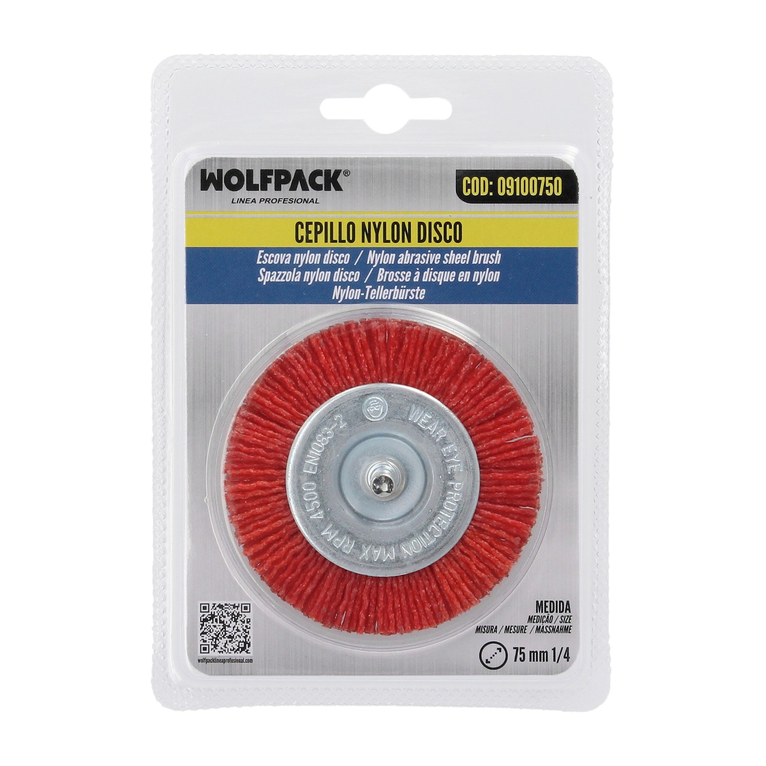 Cepillo Nylon Disco Ø 75 mm. 1/4". Lijar y Pulir Madera, Metal, Acero Inoxidable, Cepillo Taladro, Cepillo Pulir, Cepillo Lijar