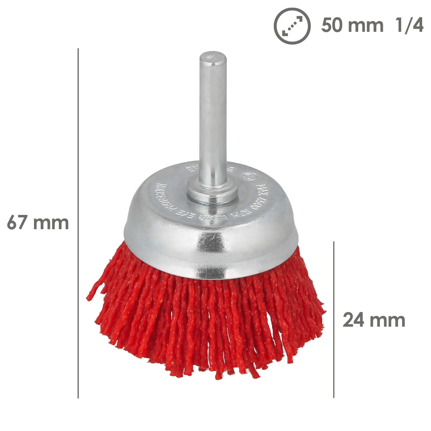 Cepillo Nylon Taza Ø 50 mm. 1/4". Cepillo De Lijado Nailon. Cepillo Para Taladro De Nailon, Cepillo De Alambre Abrasivo De Nylon