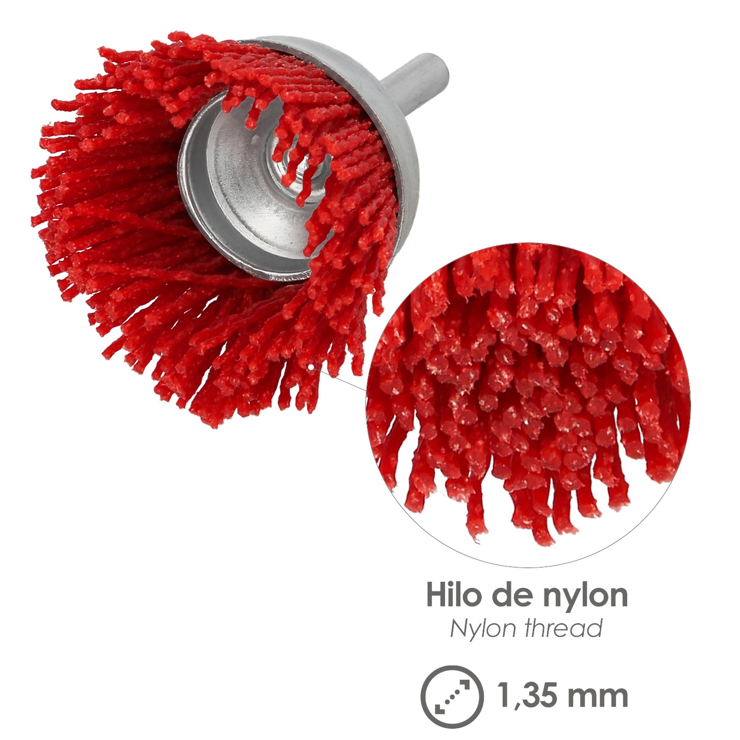 Cepillo Nylon Taza Ø 50 mm. 1/4". Cepillo De Lijado Nailon. Cepillo Para Taladro De Nailon, Cepillo De Alambre Abrasivo De Nylon