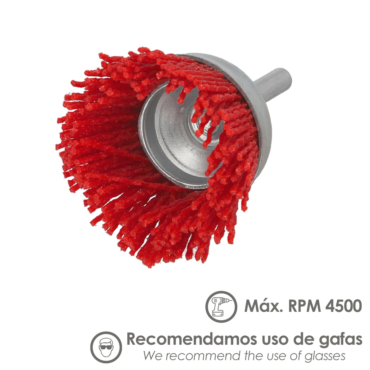 Cepillo Nylon Taza Ø 75 m. 1/4". Cepillo De Lijado Nailon. Cepillo Para Taladro De Nailon, Cepillo De Alambre Abrasivo De Nailon