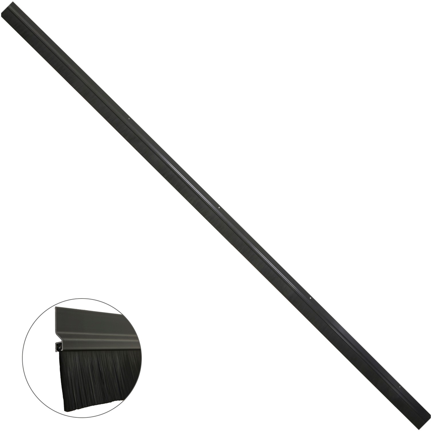 Burlete Para Puertas De Garaje Aluminio Negro Con Cepillo 2,5 m. Cepillo De Puerta, Burlete Garaje, Burlete Cepillo Cochera