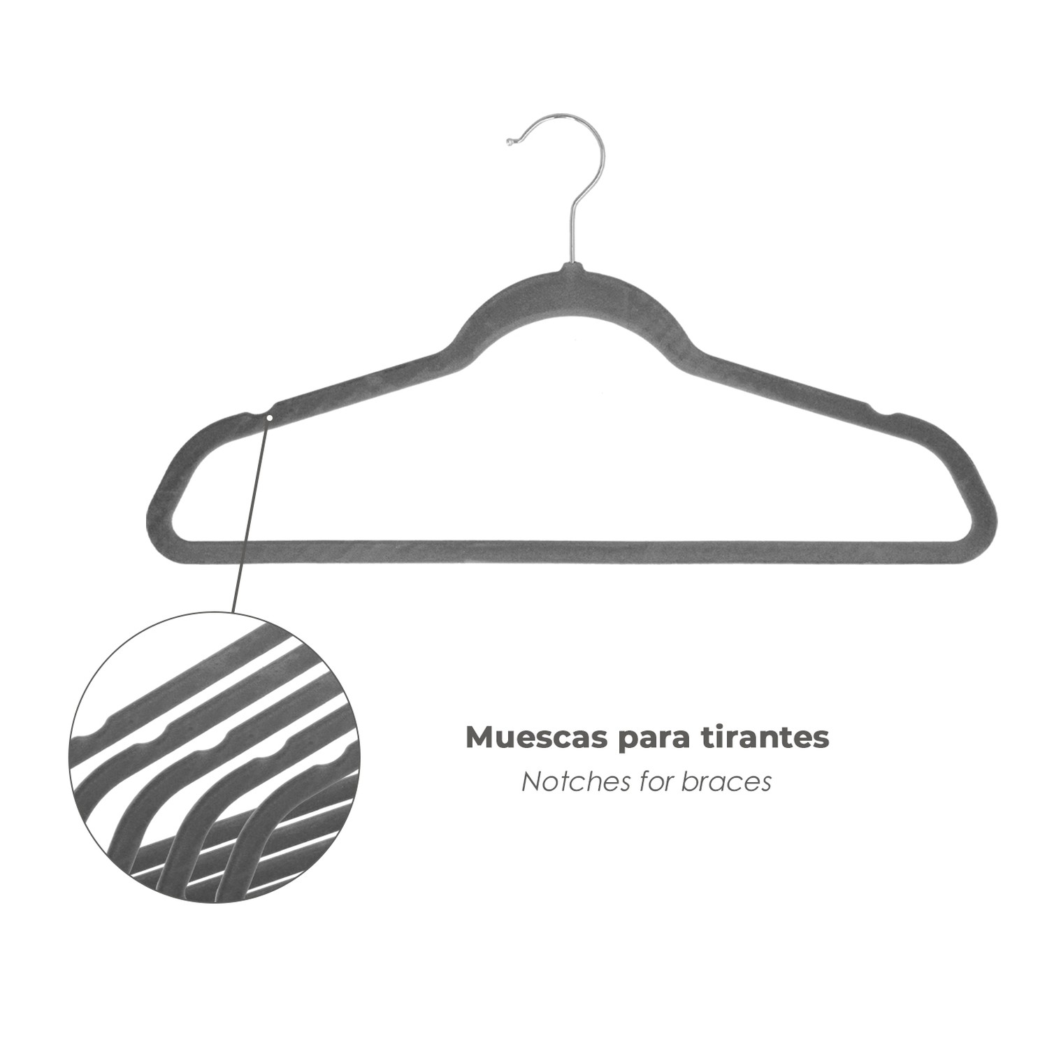 Percha Terciopelo 445 mm. (Pack 10 Piezas)