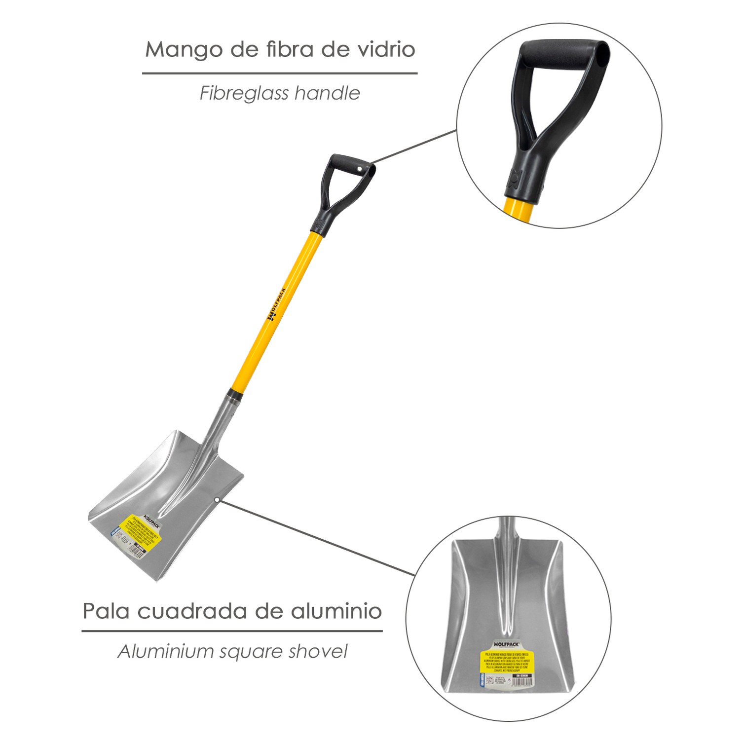 Pala Nieve Aluminio Mango Fibra De Vidrio Con Anilla