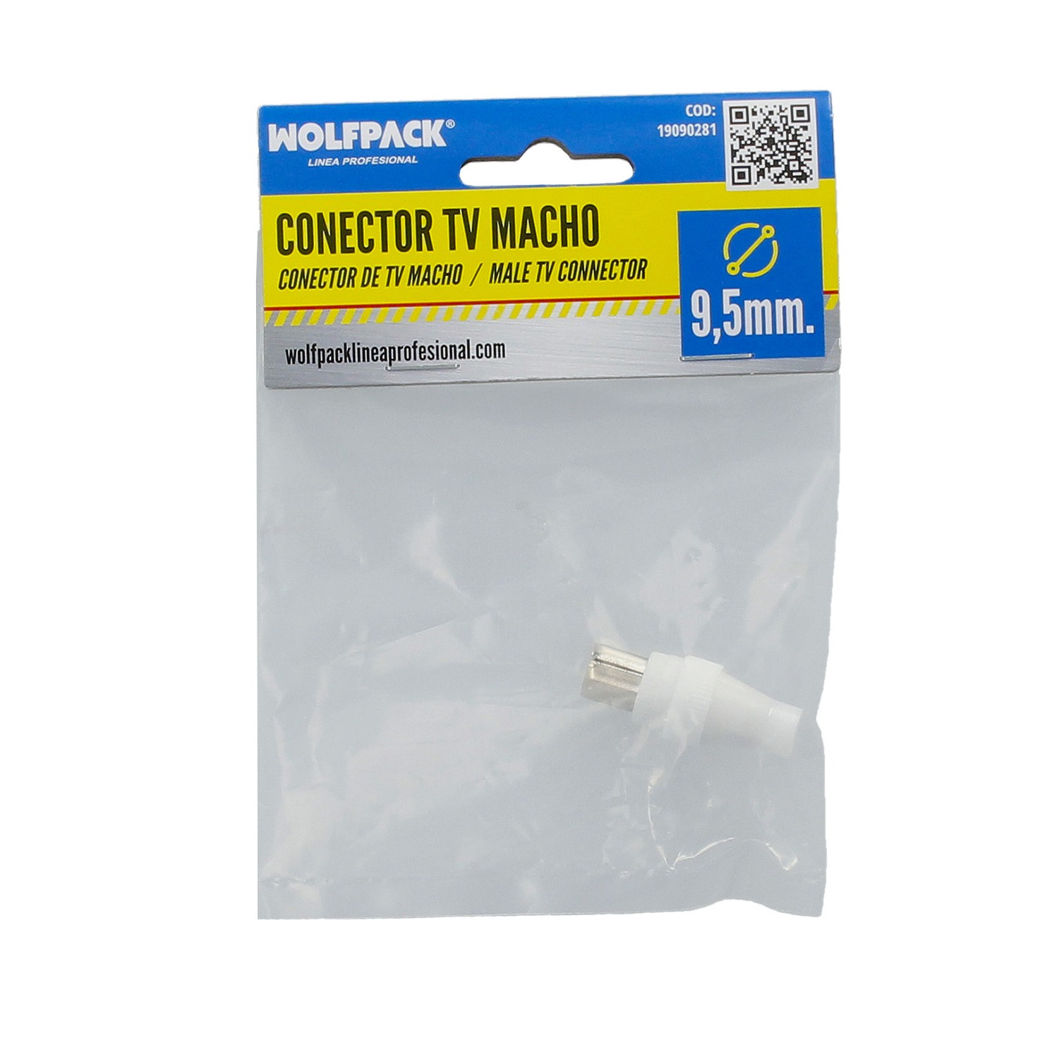 Conector TV Macho Recto 9,5 mm.