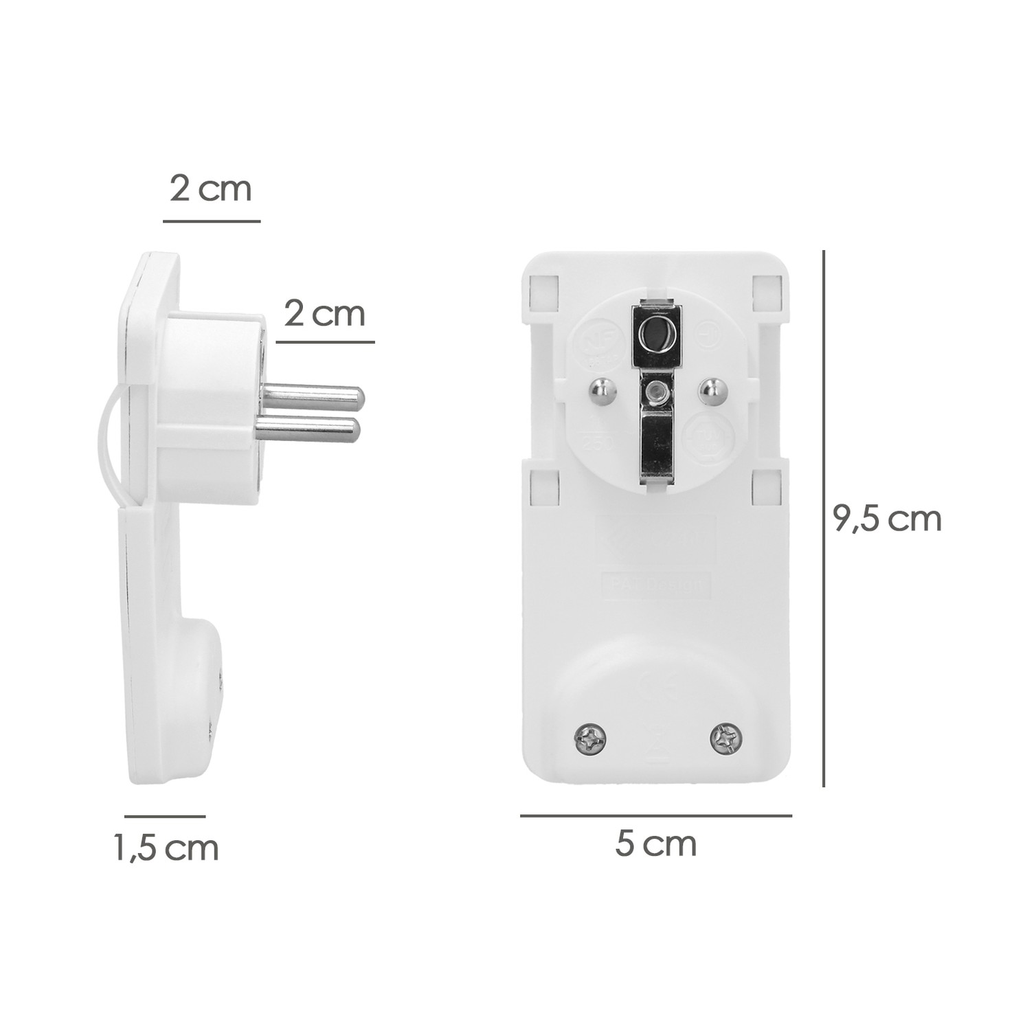 Clavija Enchufe Ultraplano 7 mm. con Asas De Extraccion 16 A - 250 V. Tras Muebles, 3 Cables, Toma Schuko