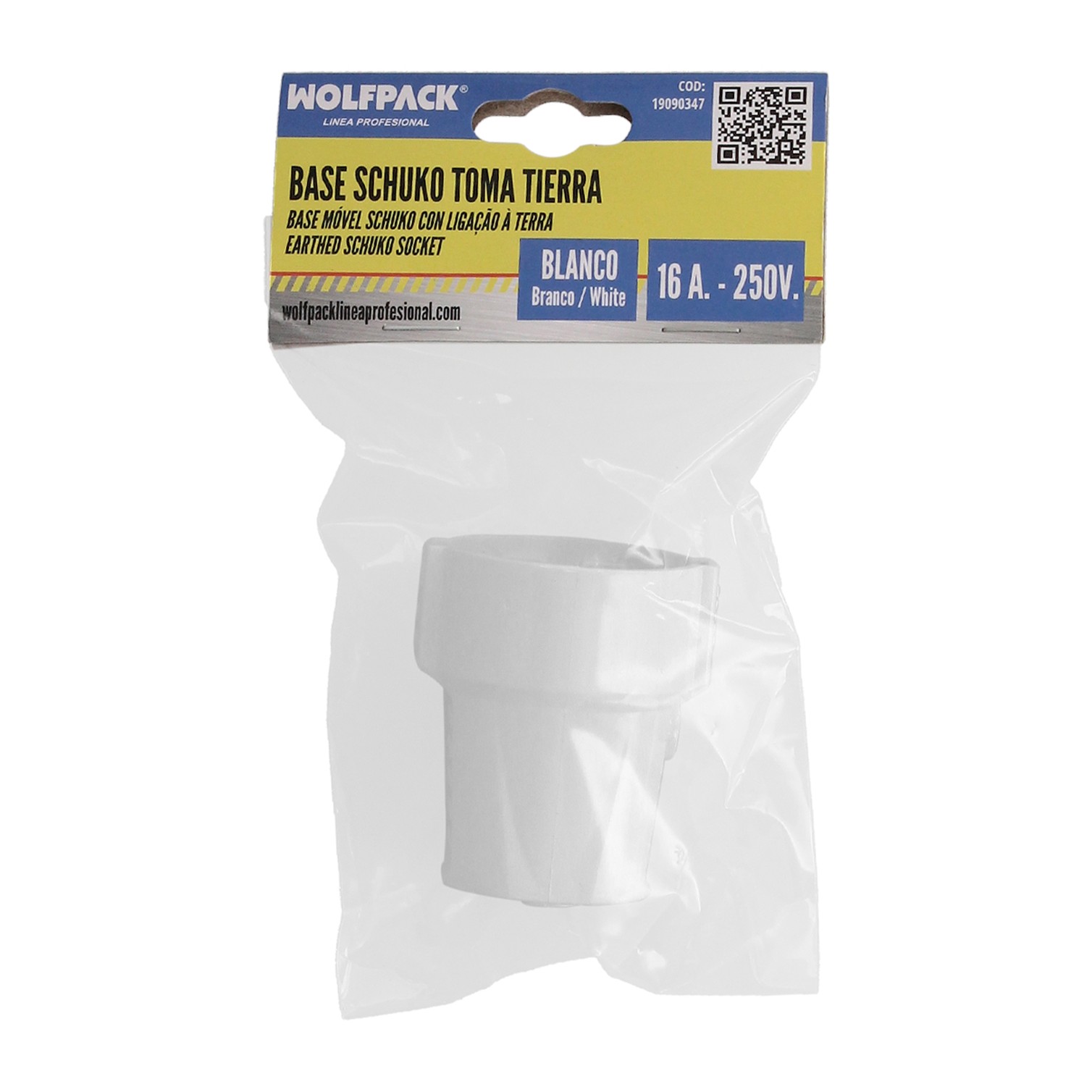 Base Schuko 2 Polos Con Toma Tierra. 16 Amperios Color Blanco