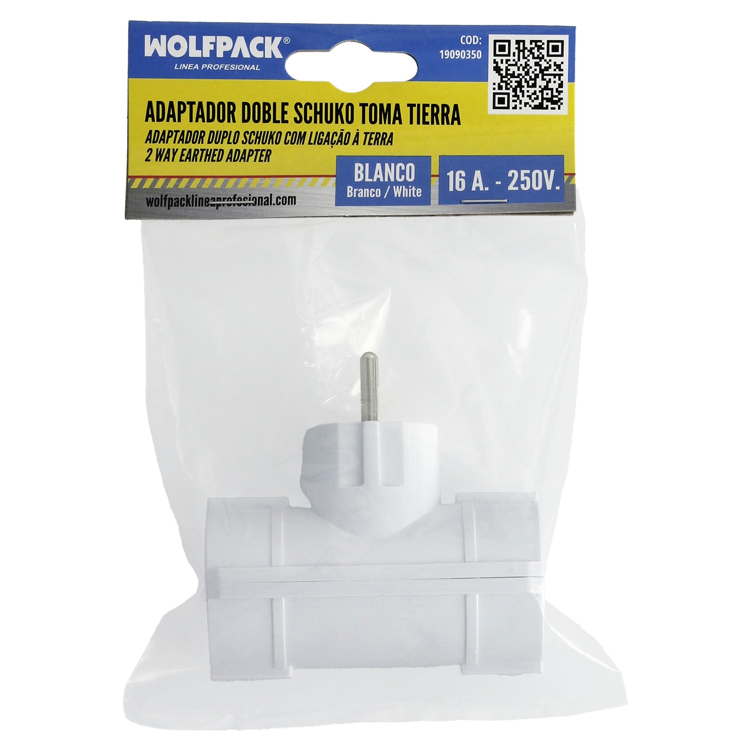 Adaptador Doble Schuko 16 A 250 V.