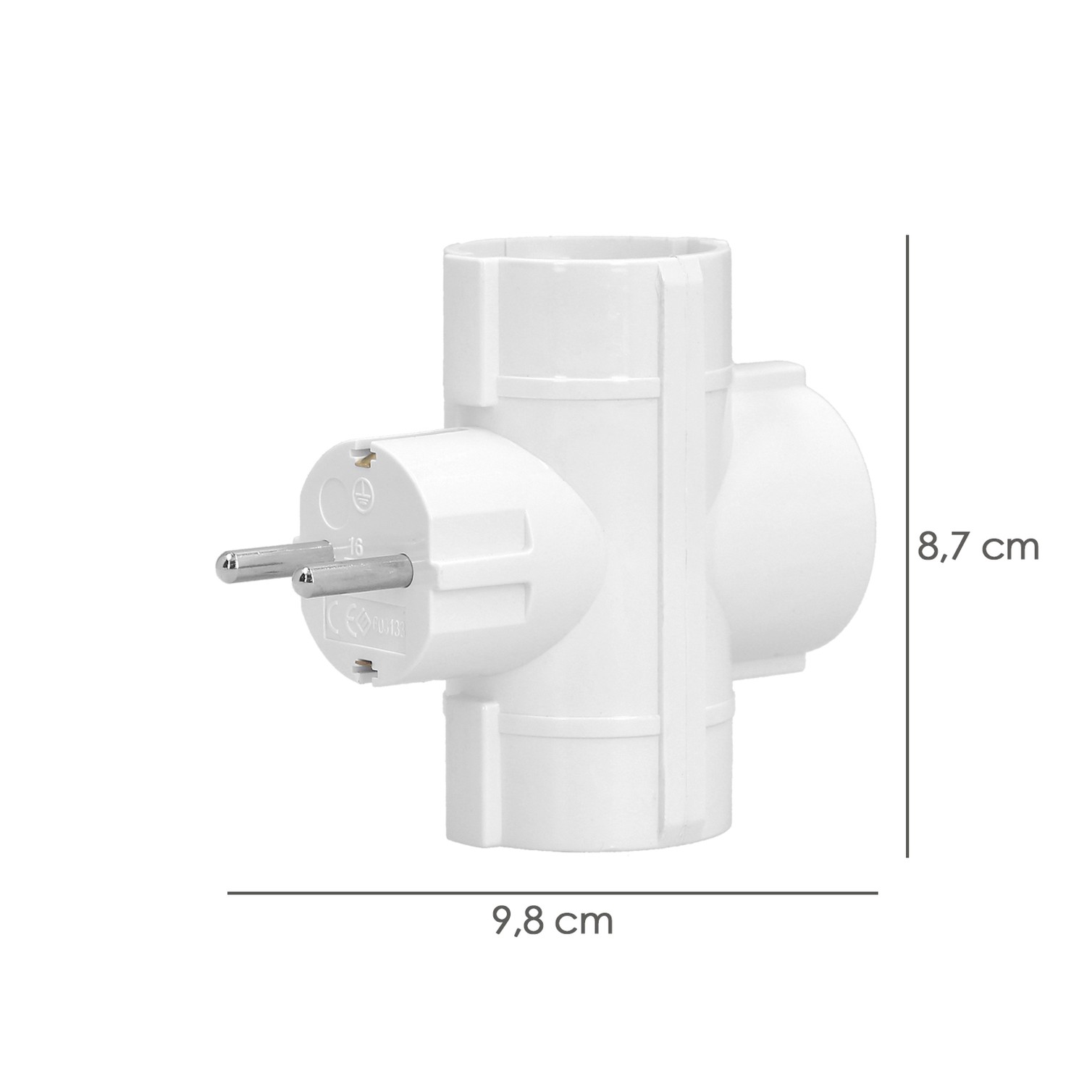Adaptador Triple Schuko 16 A 250 V.