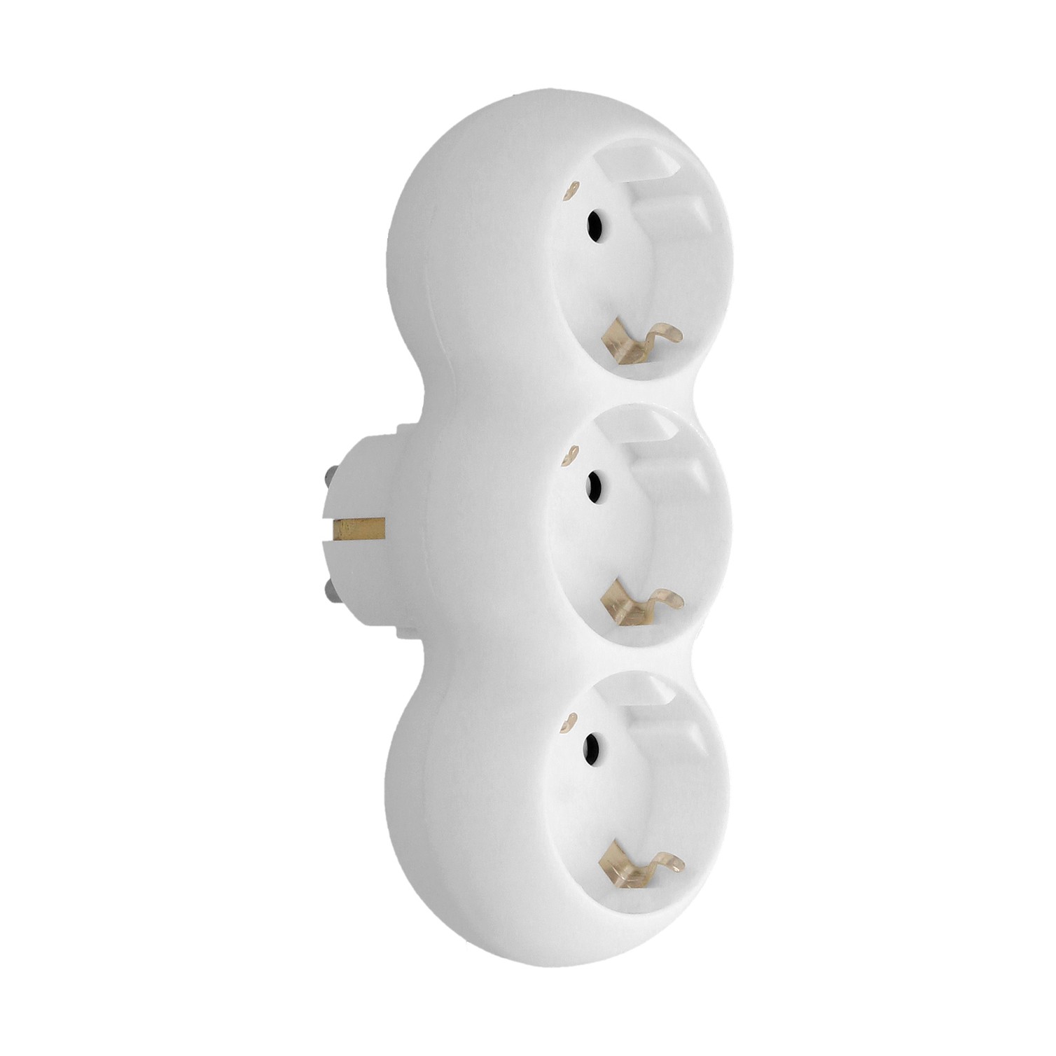 Adaptador Triple Schuko Recto 16A. 250V.