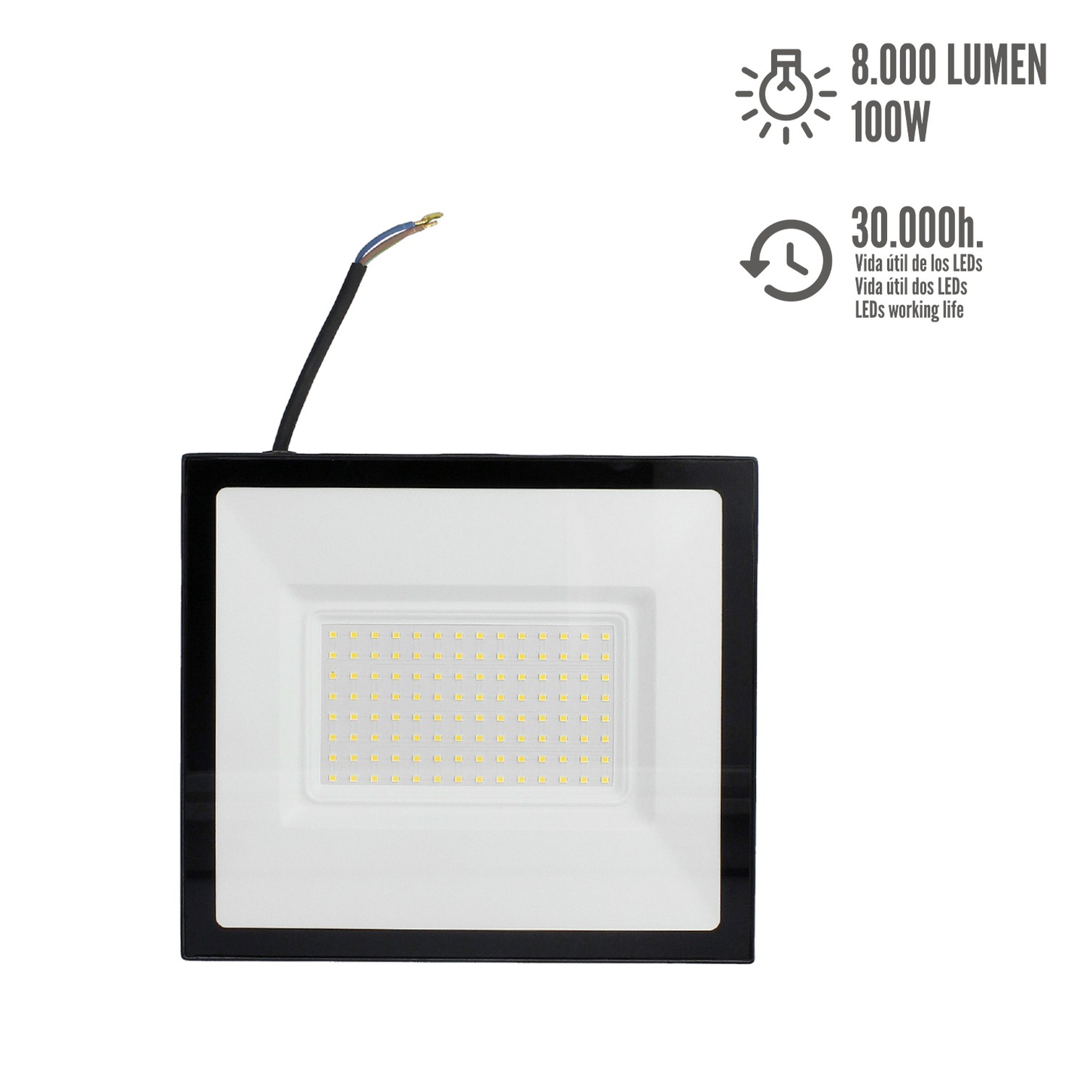 Foco Led Plano 100 Watt / 4000 K / IP65 / 8000 Lumenes