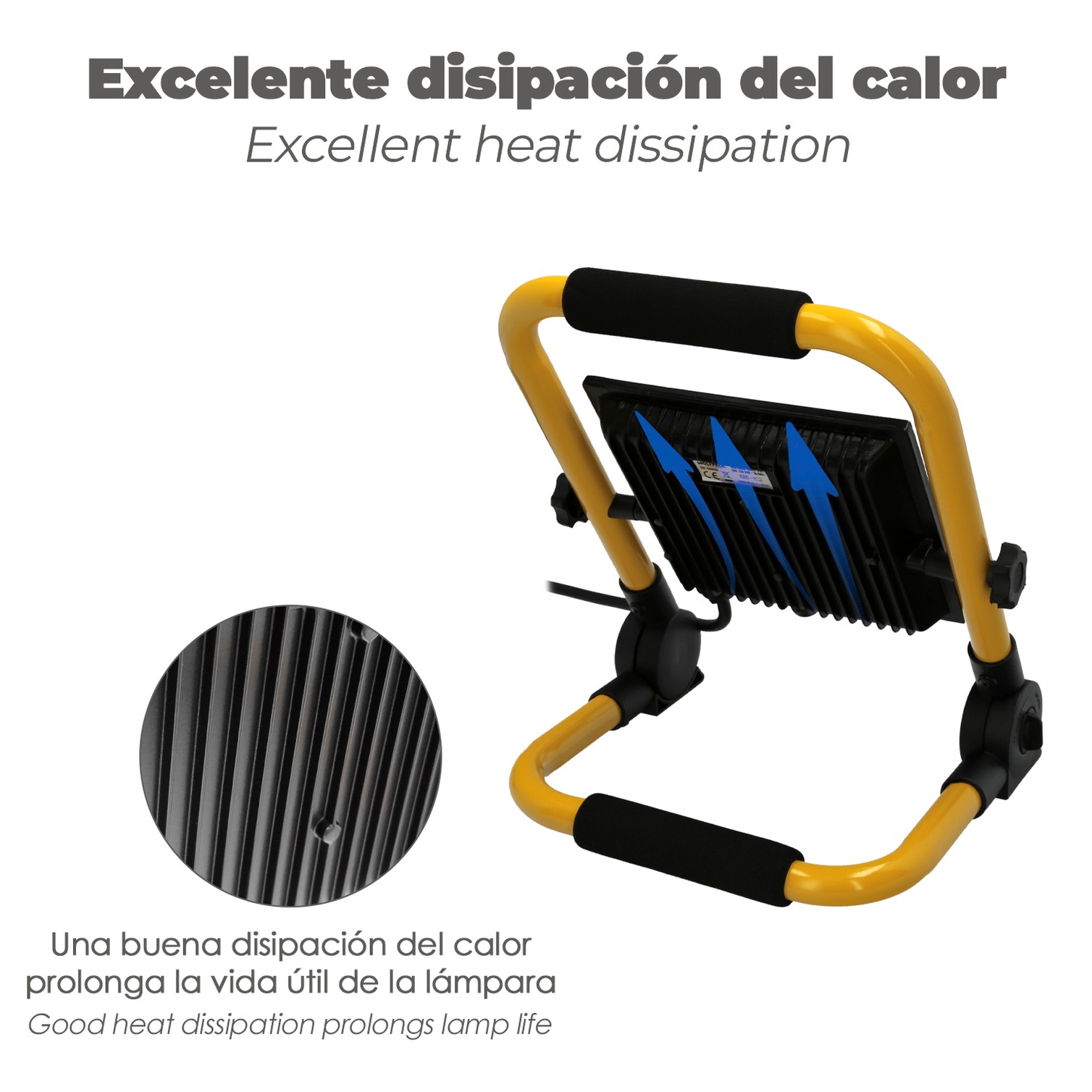 Foco Led Plano 50 Watt. Luz Blanca 4000º K IP 65 4000 Lumenes Con Asa de Transporte, Proyector Led Con Asa, Foco Led Trabajo