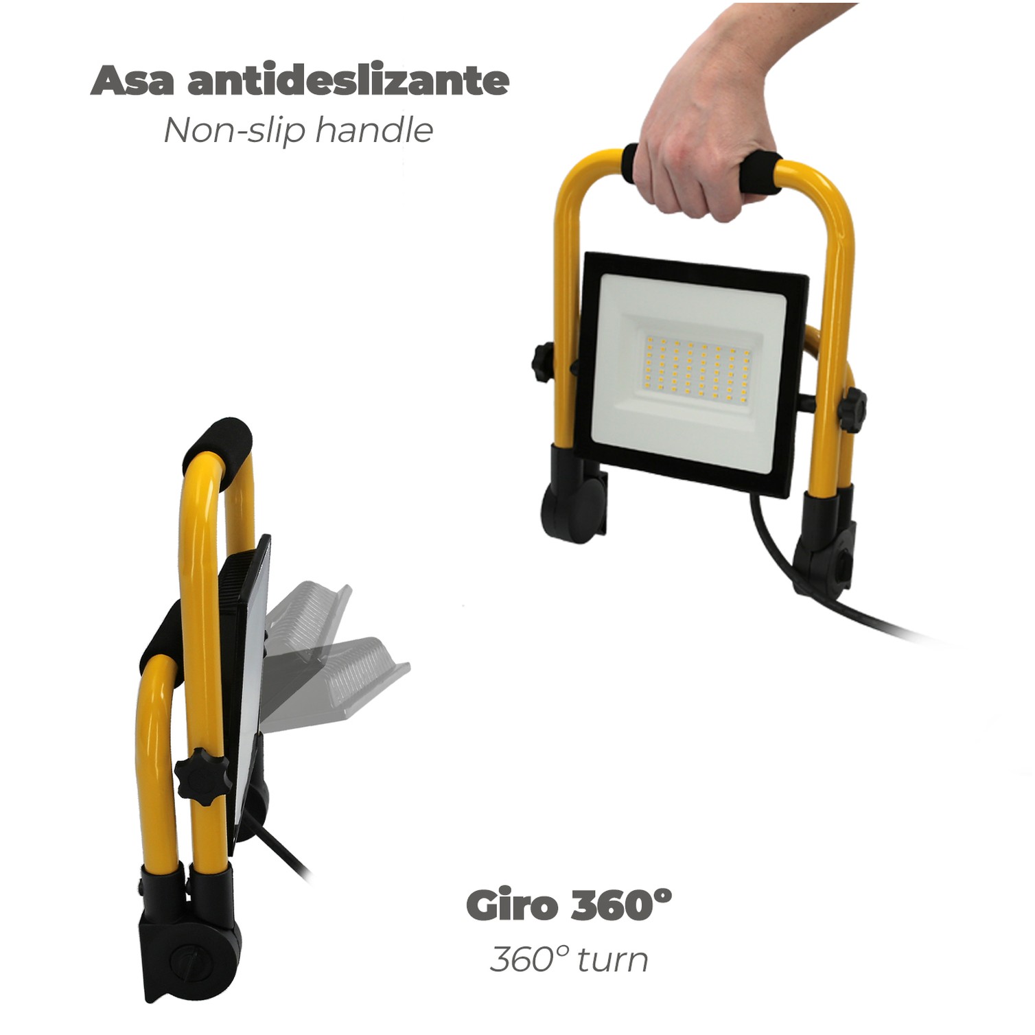 Foco Led Plano 100 Watt / 4000 K / IP 65 / 8000 lúmenes. Con Asa De Transporte.