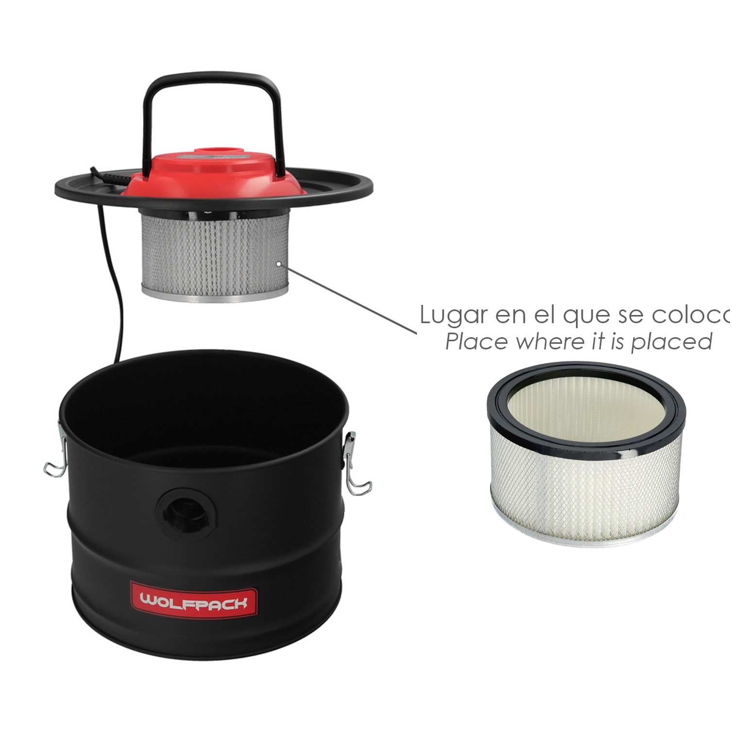 Filtro Para Aspirador De Cenizas Aspirador Cenizas Wolfpack 1200 Watt. 15 Litros (Codigo 07010550)