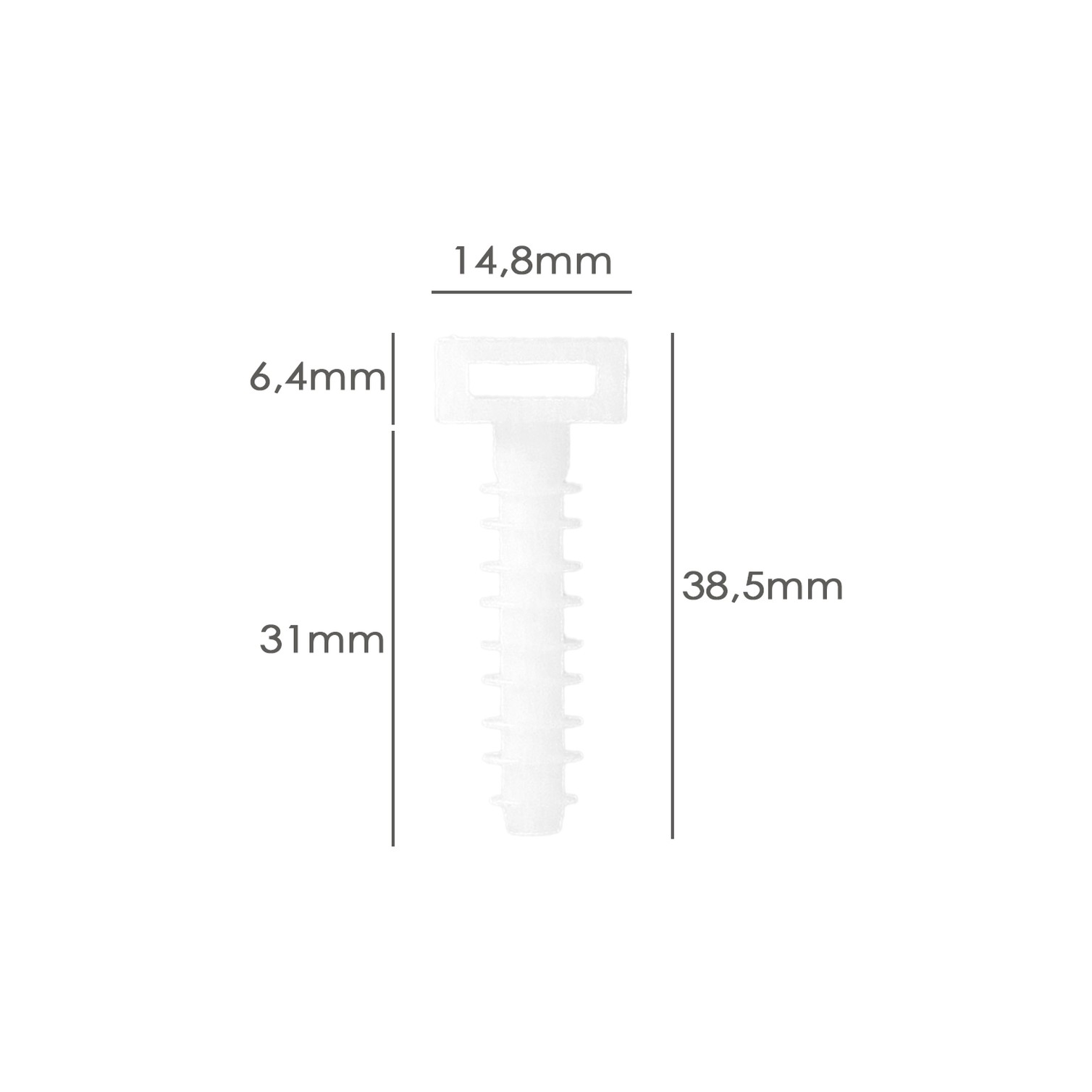 Taco Fijación Brida Nylon Blanco 8 mm. (Bolsa 100 Unidades)