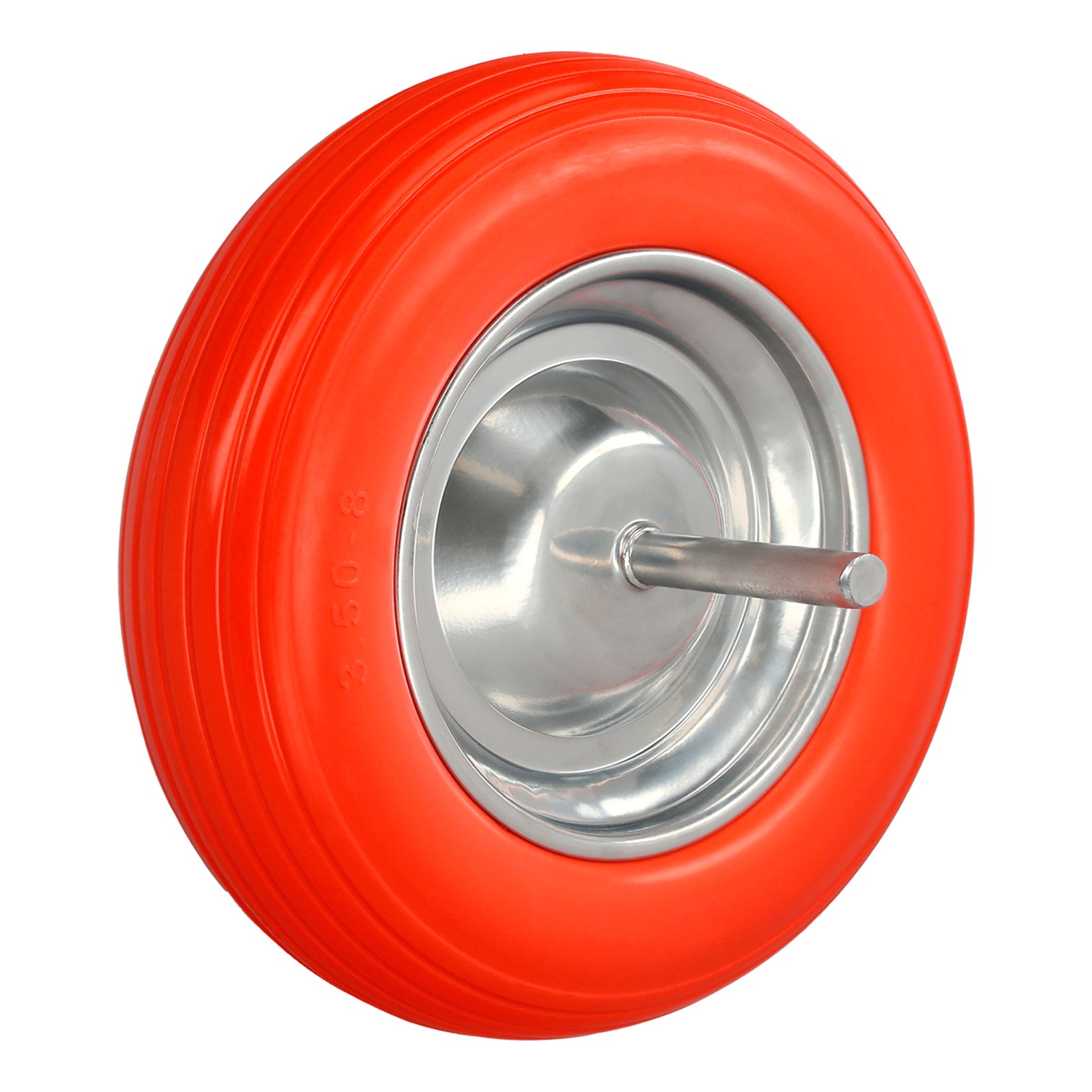 Rueda Carretilla Obra / Jardin Maciza Llanta Acero "Plus" Naranja Impinchable, Para Eje Ø 19 mm Rueda Ø 35 cm