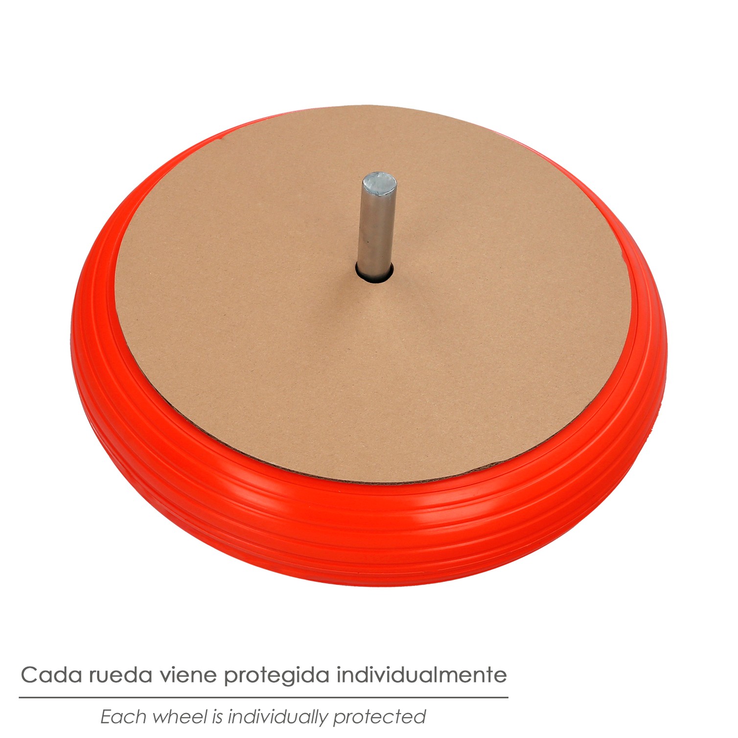 Rueda Carretilla Obra / Jardin Maciza Llanta Acero "Plus" Naranja Impinchable, Para Eje Ø 19 mm Rueda Ø 35 cm