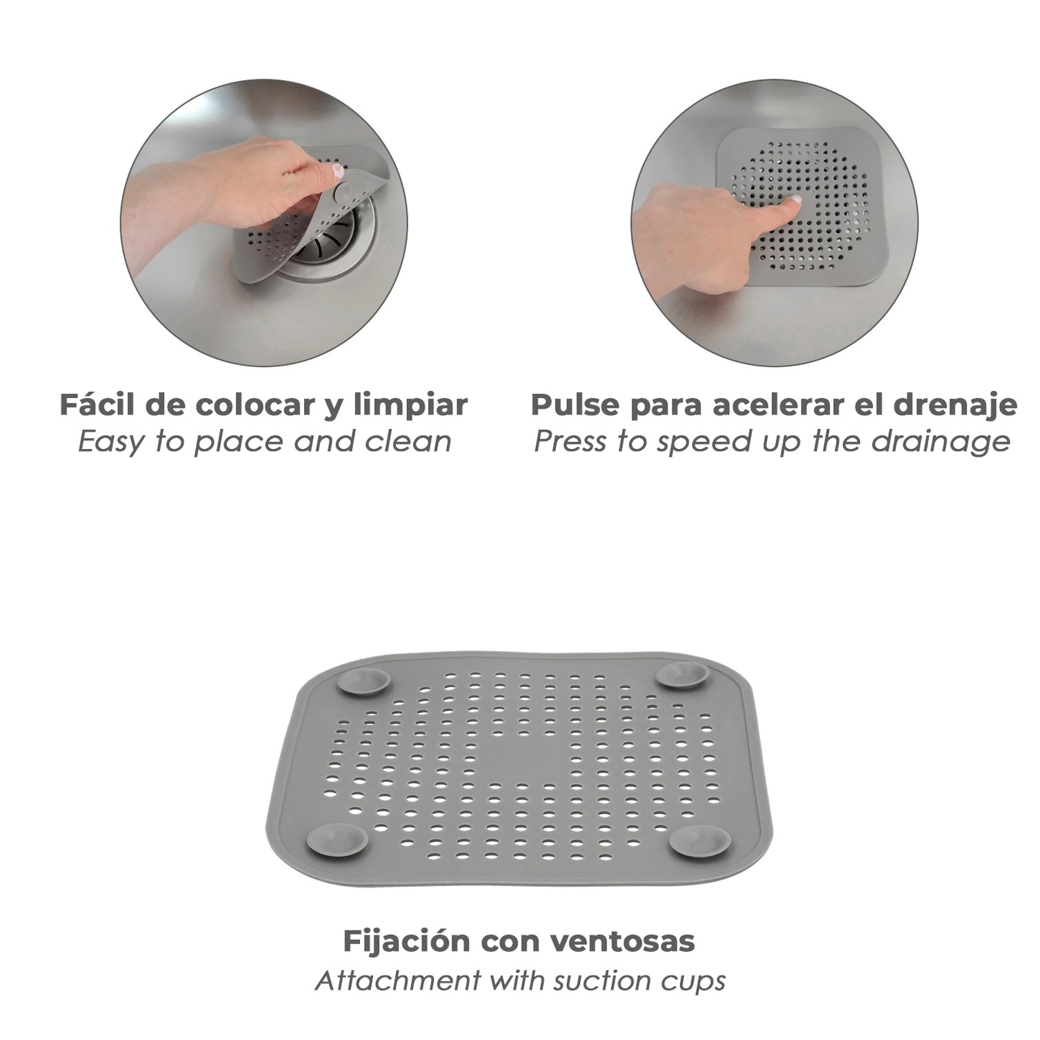 Protector Desagüe Silicona Cocina Baño 145 x 145 mm.
