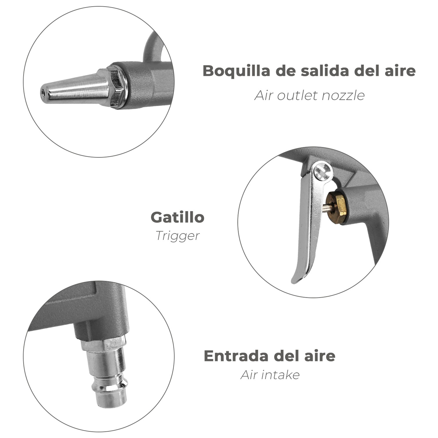 Pistola Soplado Aire Comprimido Con Adaptador Rapido, Pistola Aire Compresor, Pistola Soplado Compresor, Pistola Sopladora Aire