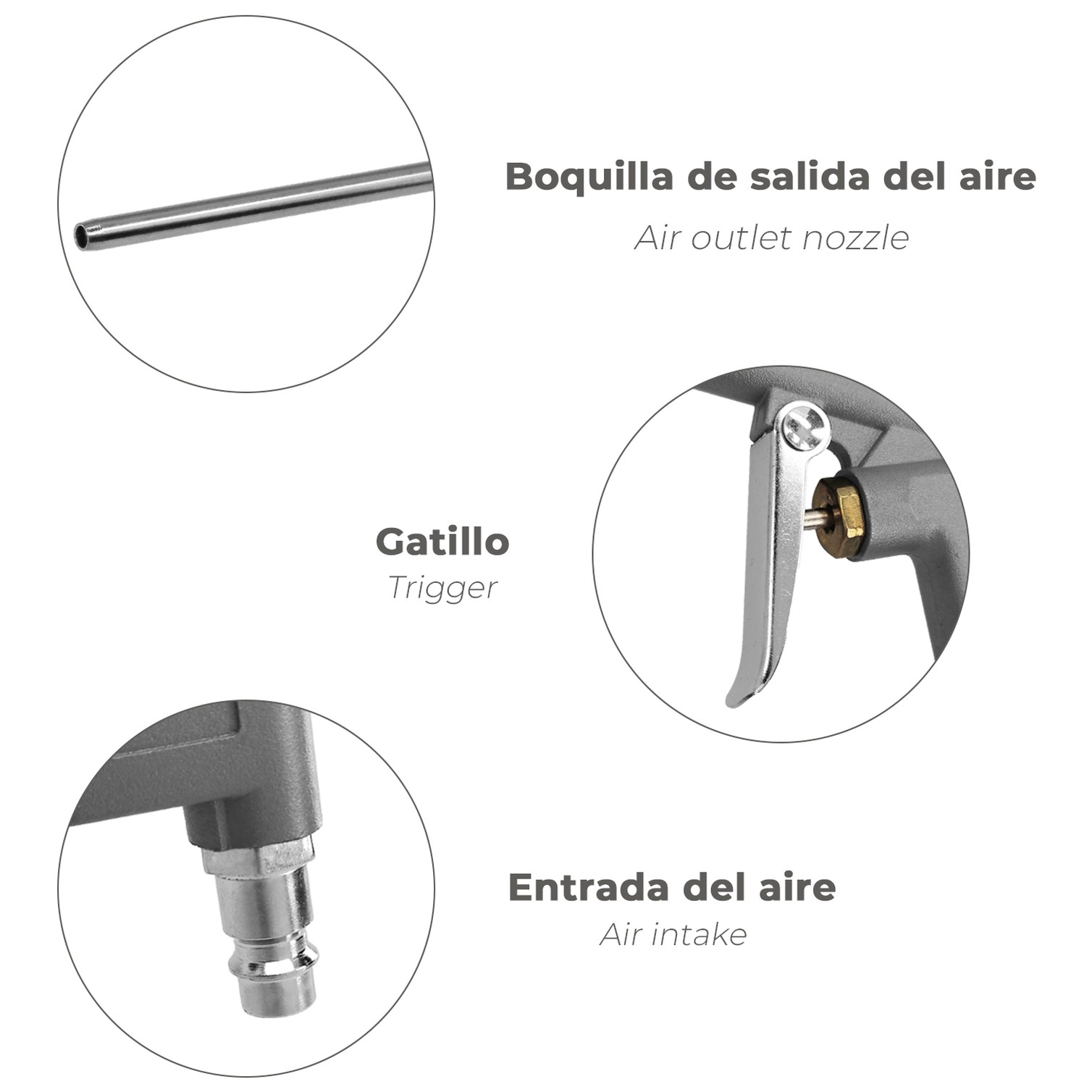 Pistola Soplado Con Canula Adaptador Rapido