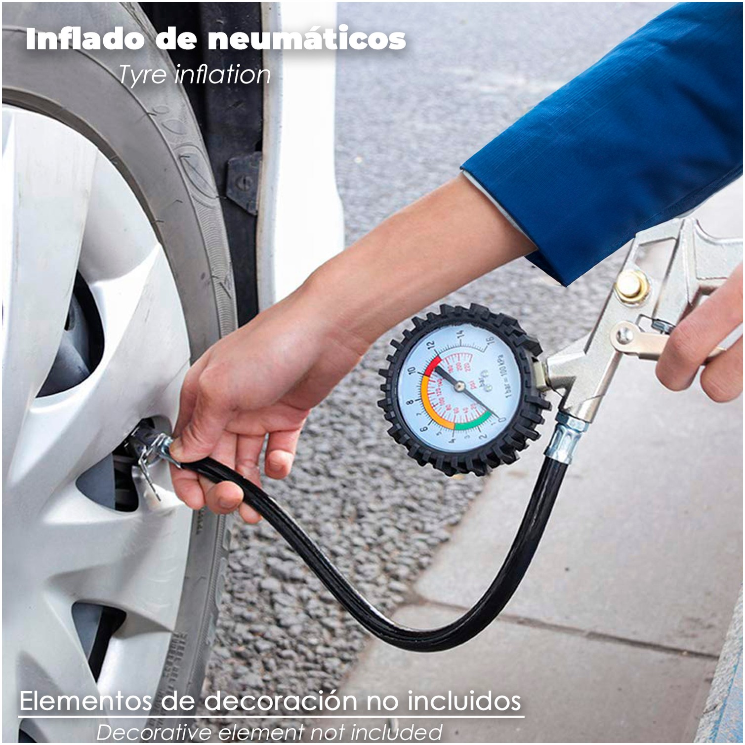 Pistola Para Inflado De Neumáticos Con Manometro, Inflador de Neumaticos, Pistola Aire Comprimido Neumaticos, Pistola Compresor