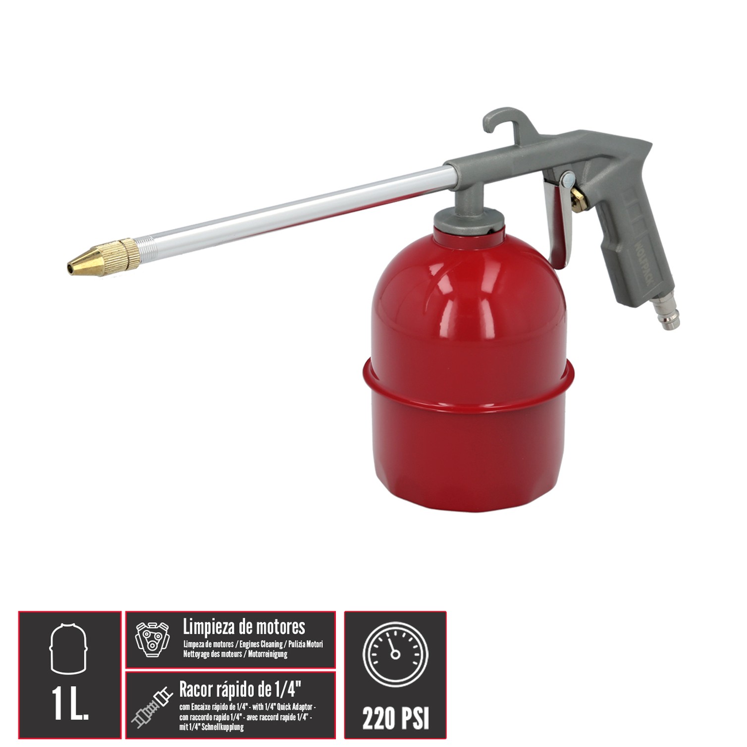Pistola Petrolear Neumatica Con Deposito Inferior y Adaptador Rapido, Pistola Limpieza Motores, Pistola Petrolear Neumatica