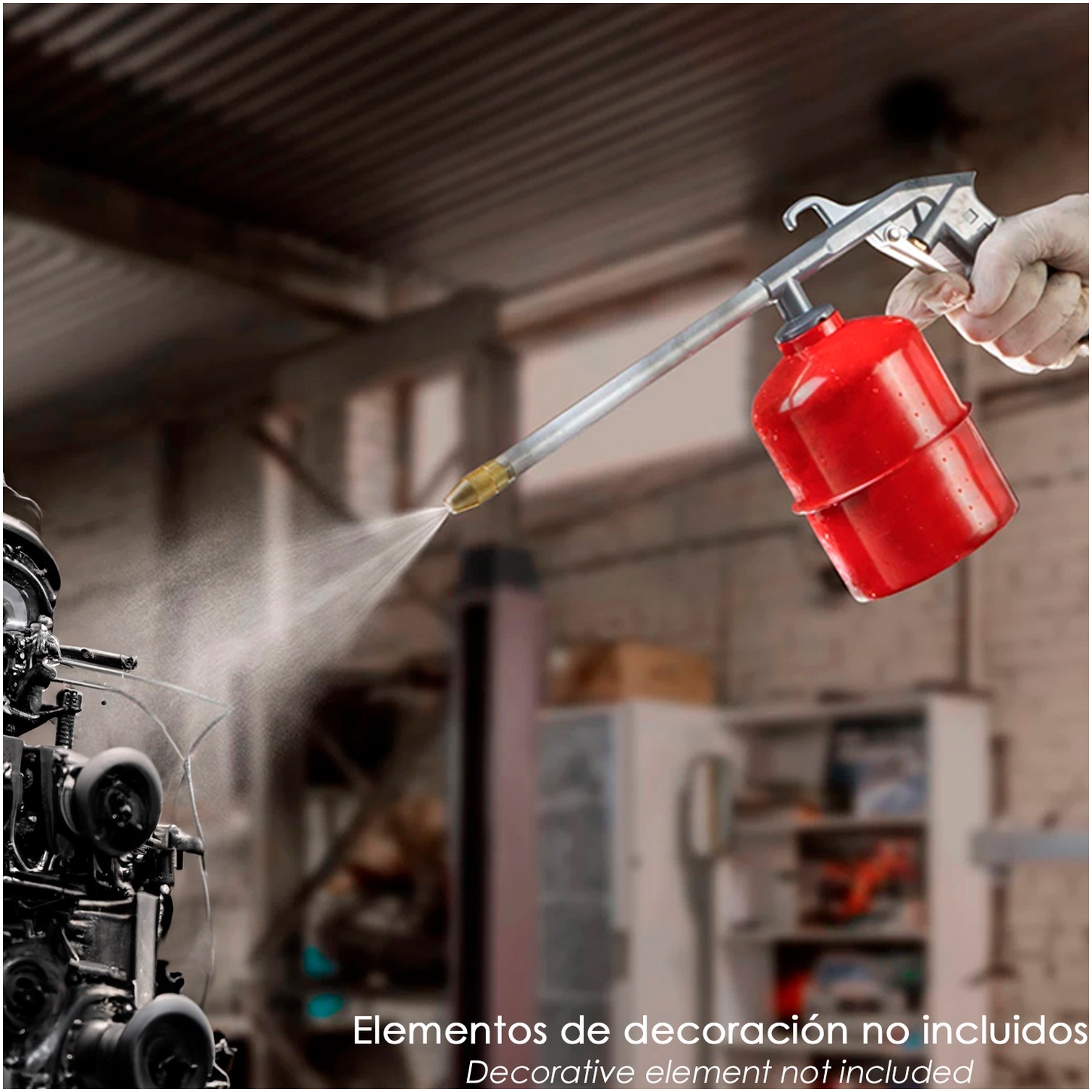 Pistola Petrolear Neumatica Con Deposito Inferior y Adaptador Rapido, Pistola Limpieza Motores, Pistola Petrolear Neumatica