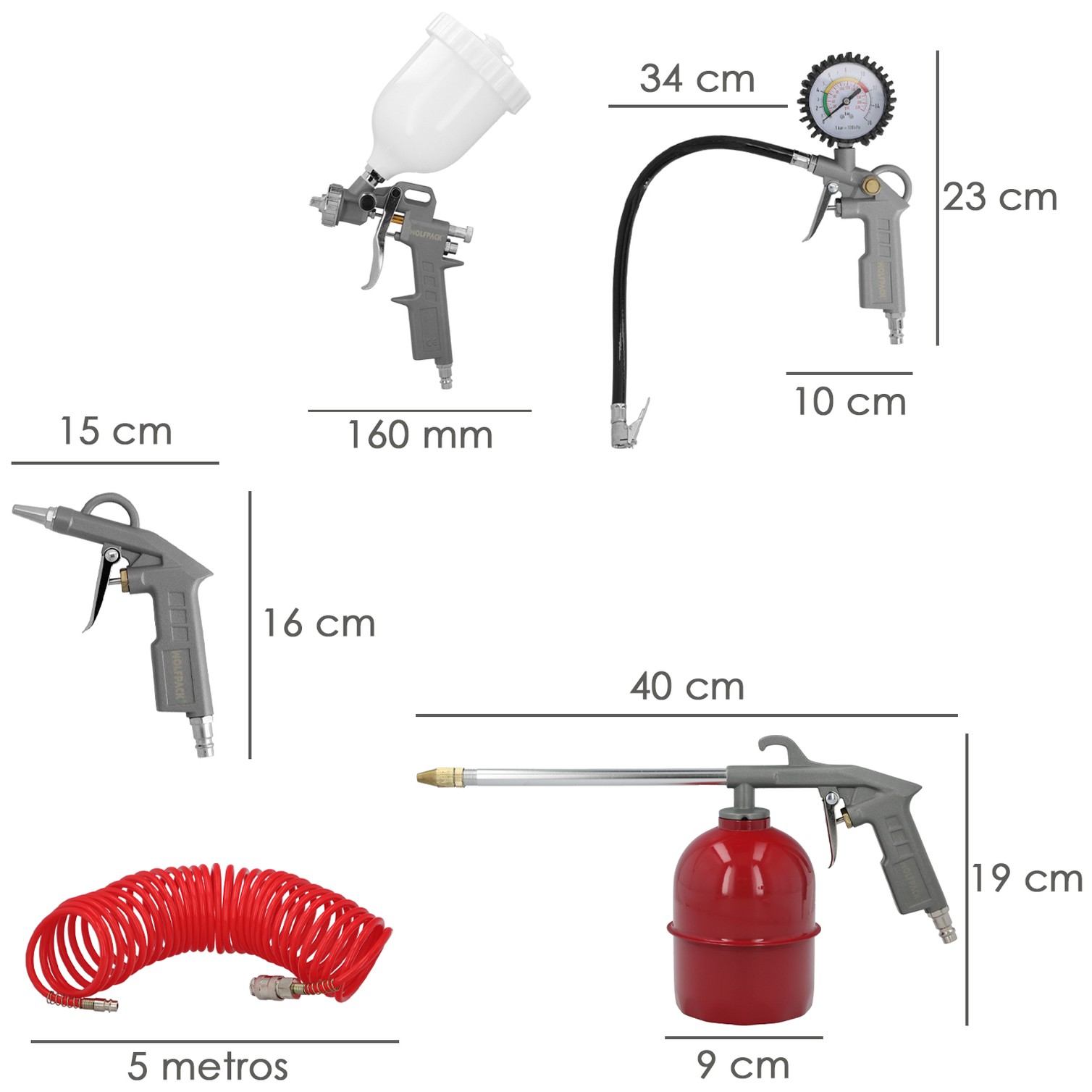 Kit Accesorios Para Compresor Aire Comprimido 5 Piezas Con Click Rapido