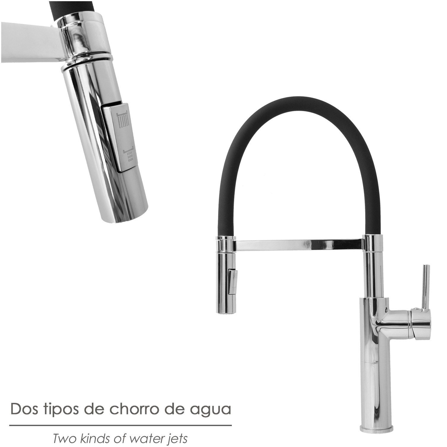Monomando Fregadero Flexible Con Soporte Grifo Flexible Chorro Aireado, Chorro Rociado. Grifo Cocina, Grifo Alto,Grifo Fregadero
