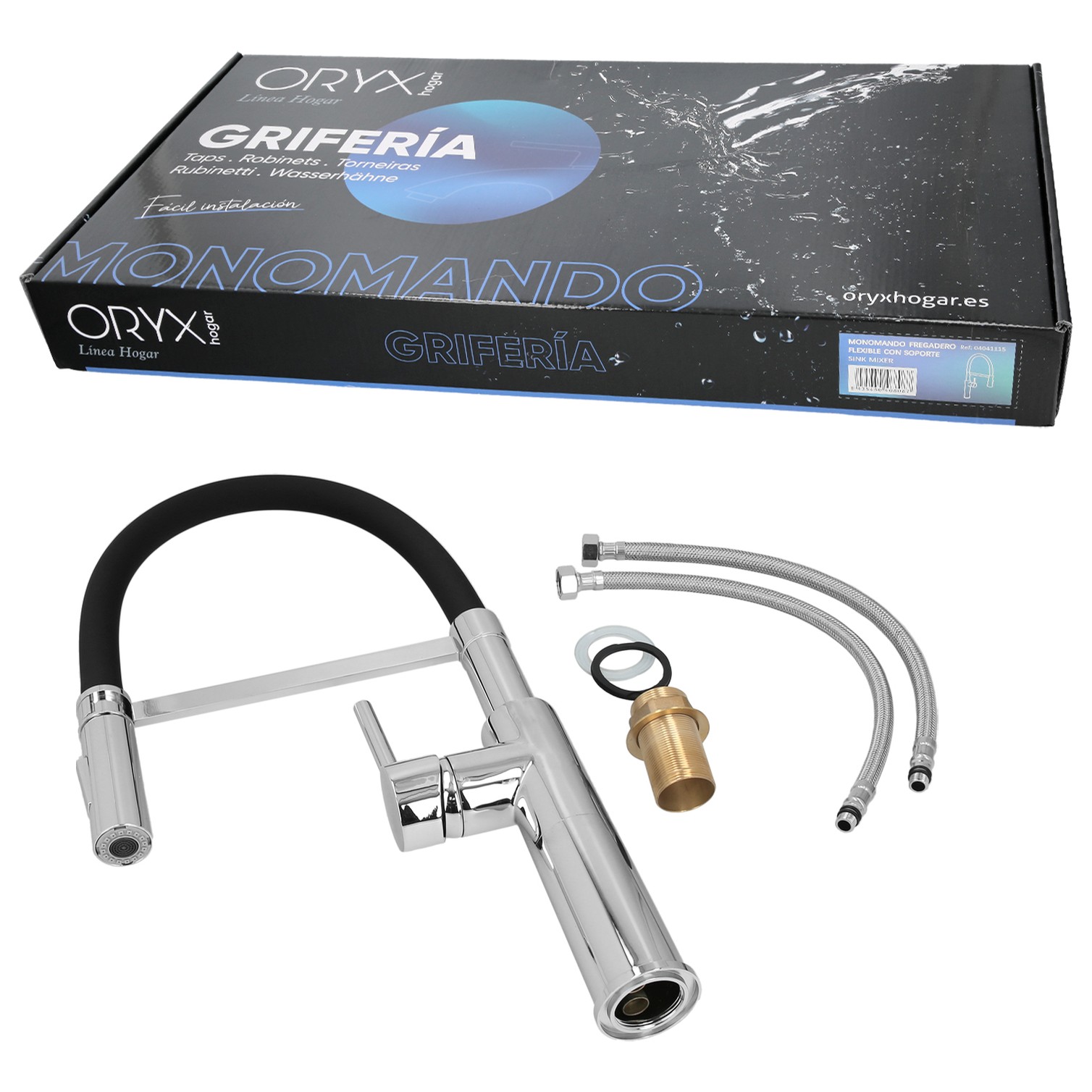 Monomando Fregadero Flexible Con Soporte Grifo Flexible Chorro Aireado, Chorro Rociado. Grifo Cocina, Grifo Alto,Grifo Fregadero