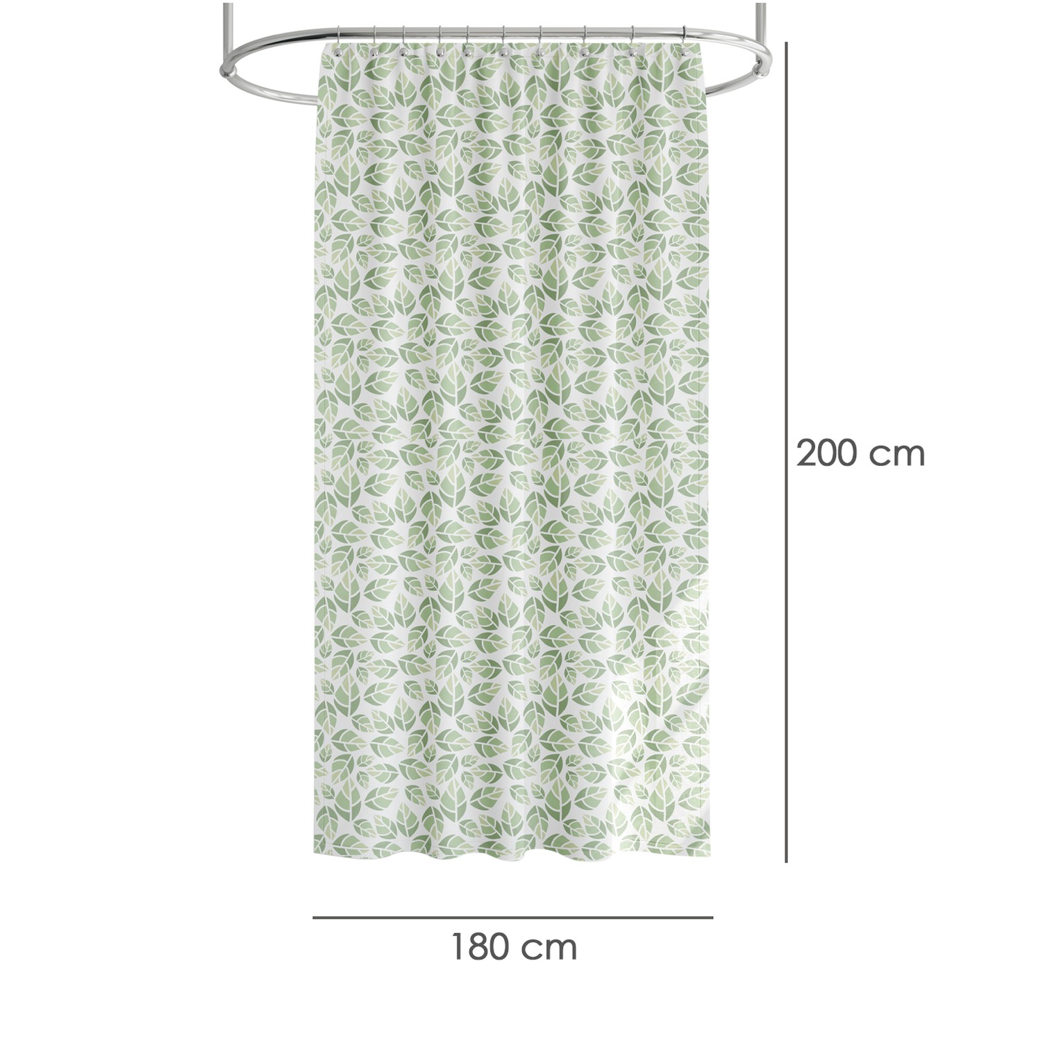 Cortina Ducha Hojas Verdes 180x200 cm. Impermeable