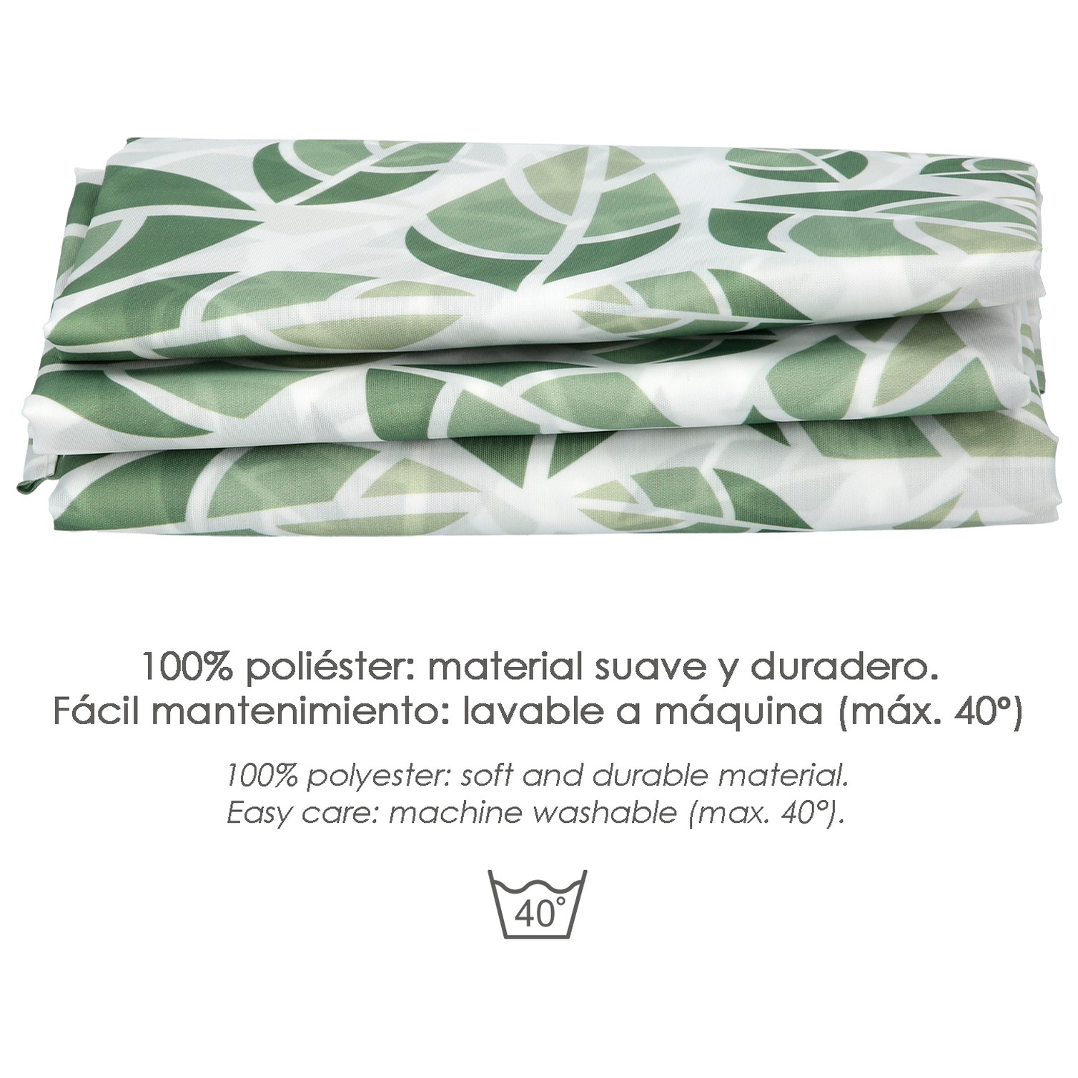 Cortina Ducha Hojas Verdes 180x200 cm. Impermeable