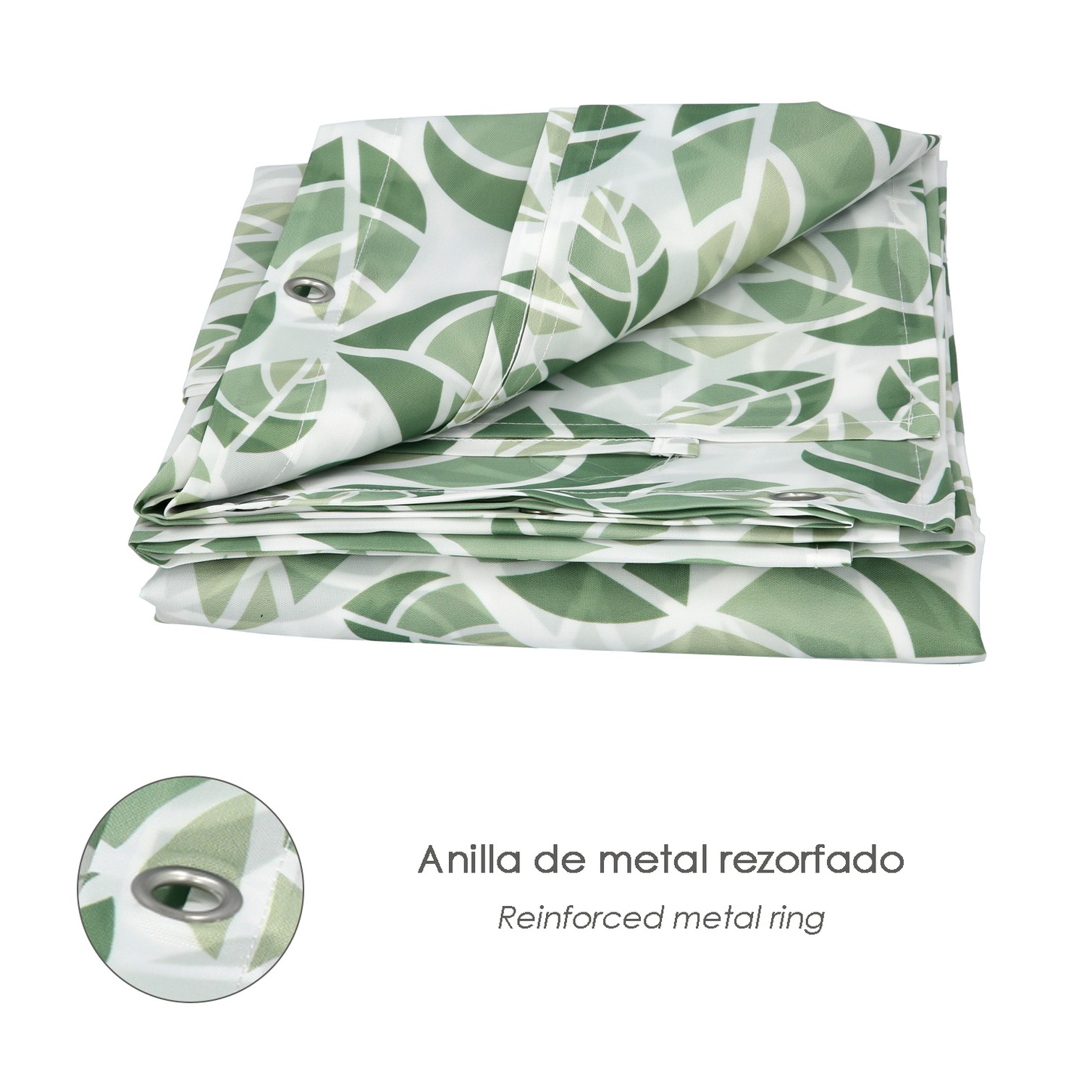 Cortina Ducha Hojas Verdes 180x200 cm. Impermeable