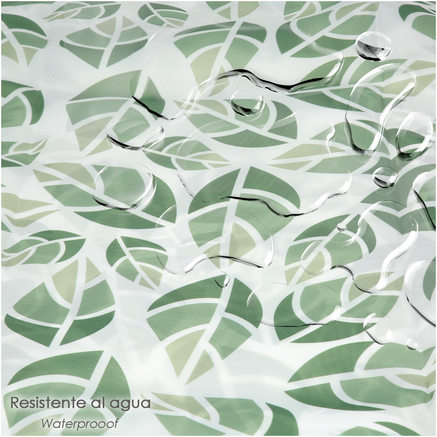 Cortina Ducha Hojas Verdes 180x200 cm. Impermeable