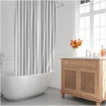 Cortina Ducha Rayas Blancas 180x200 cm. Impermeable