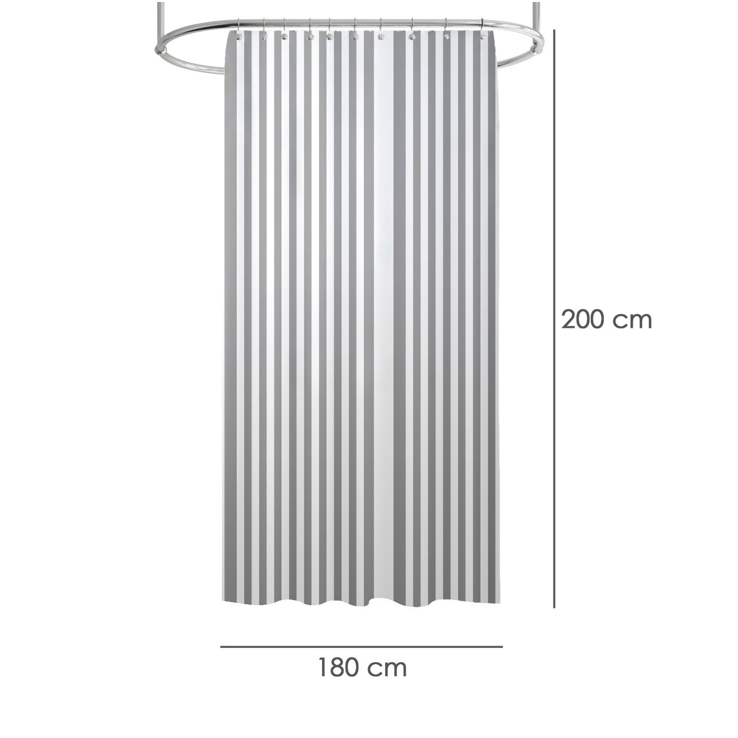 Cortina Ducha Rayas Blancas 180x200 cm. Impermeable