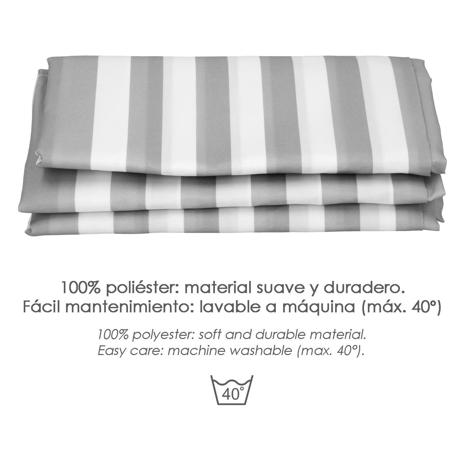 Cortina Ducha Rayas Blancas 180x200 cm. Impermeable