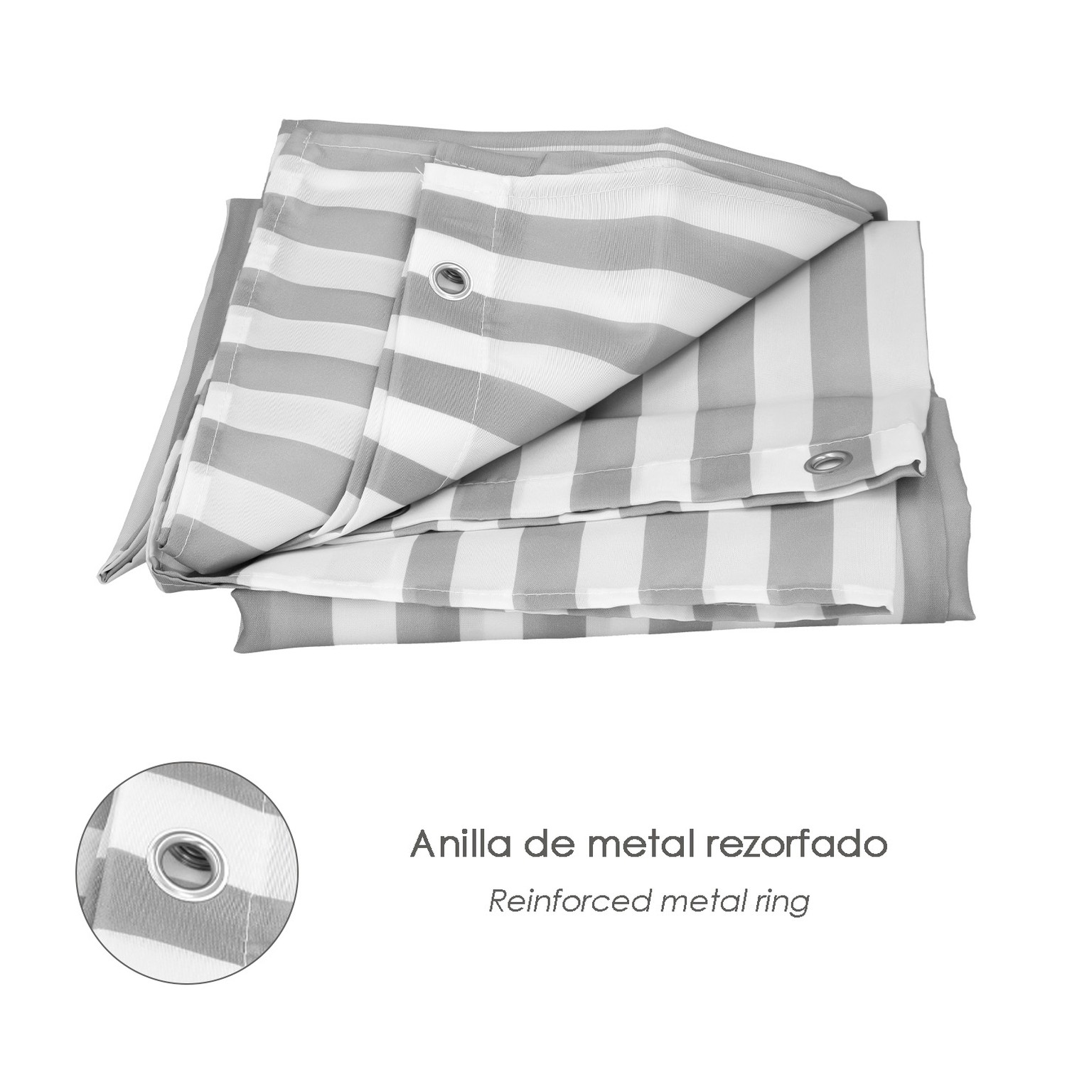 Cortina Ducha Rayas Blancas 180x200 cm. Impermeable