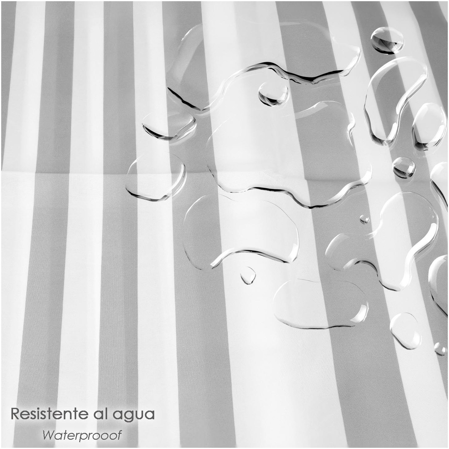 Cortina Ducha Rayas Blancas 180x200 cm. Impermeable