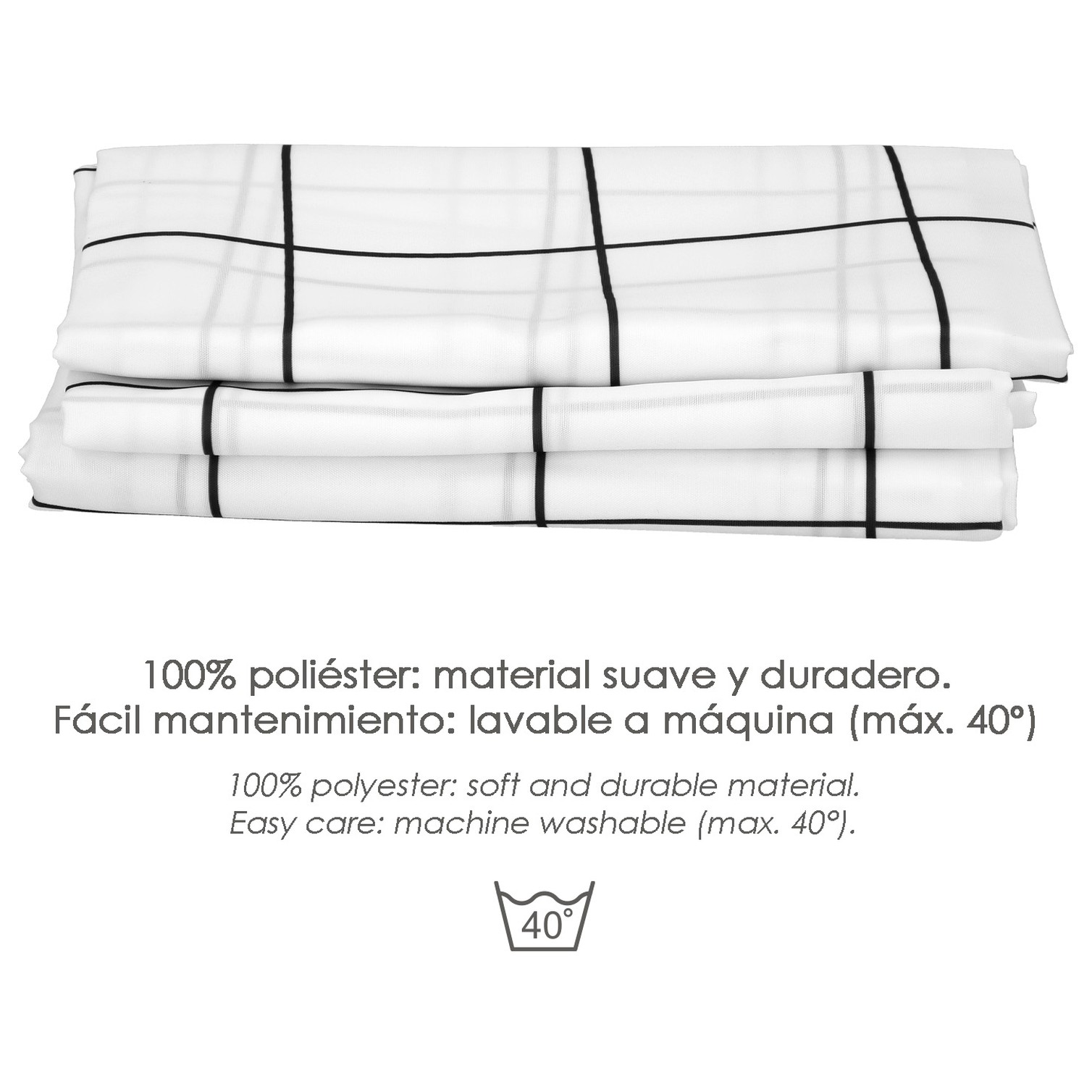 Cortina Ducha Cuadros 180x200 cm. Impermeable