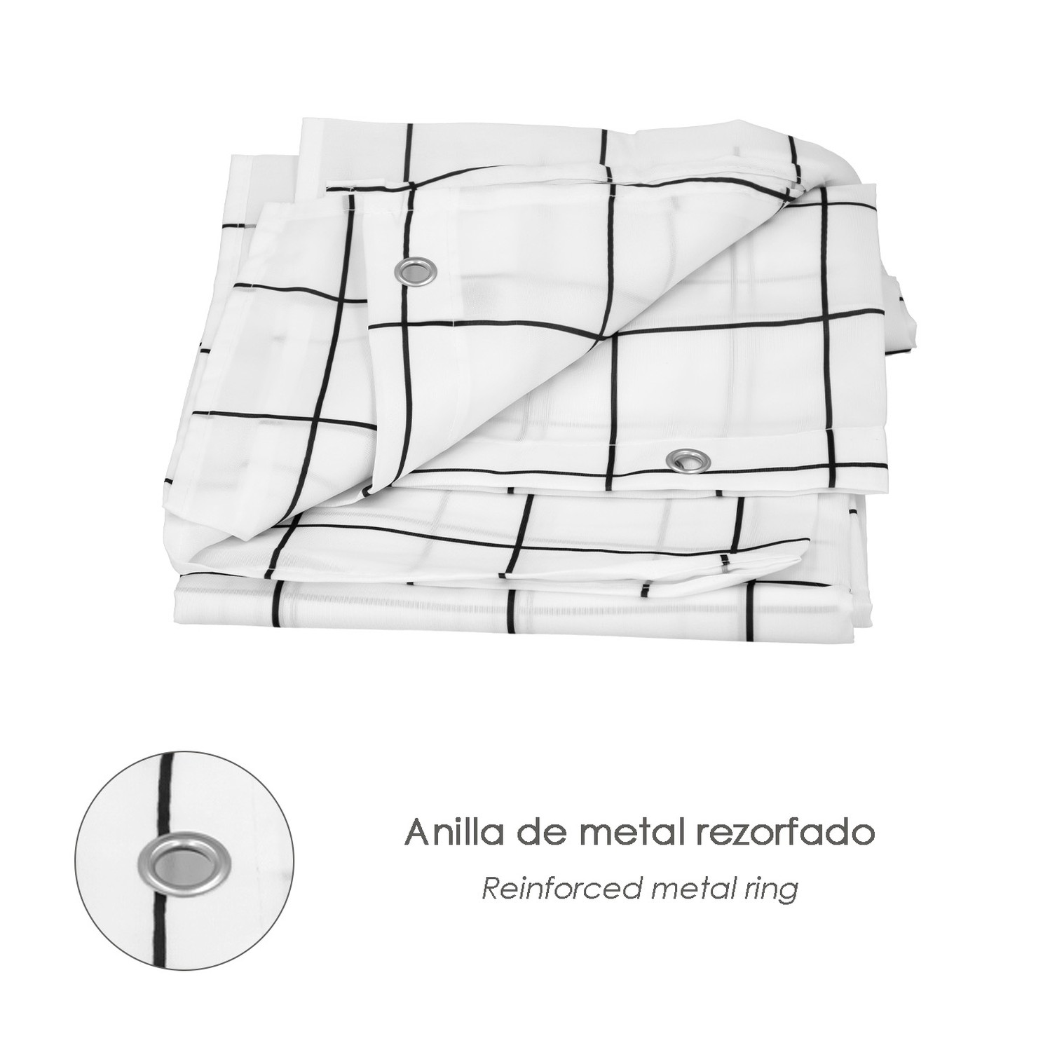 Cortina Ducha Cuadros 180x200 cm. Impermeable