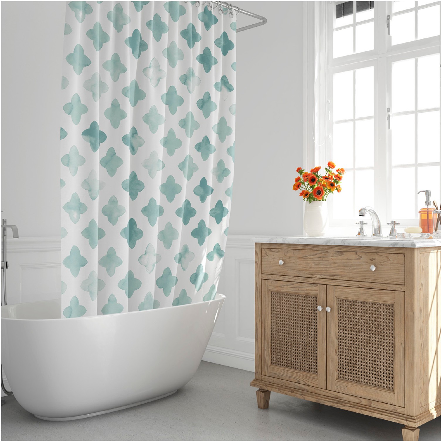 Cortina Ducha Geometrica Azul 180x200 cm. Impermeable