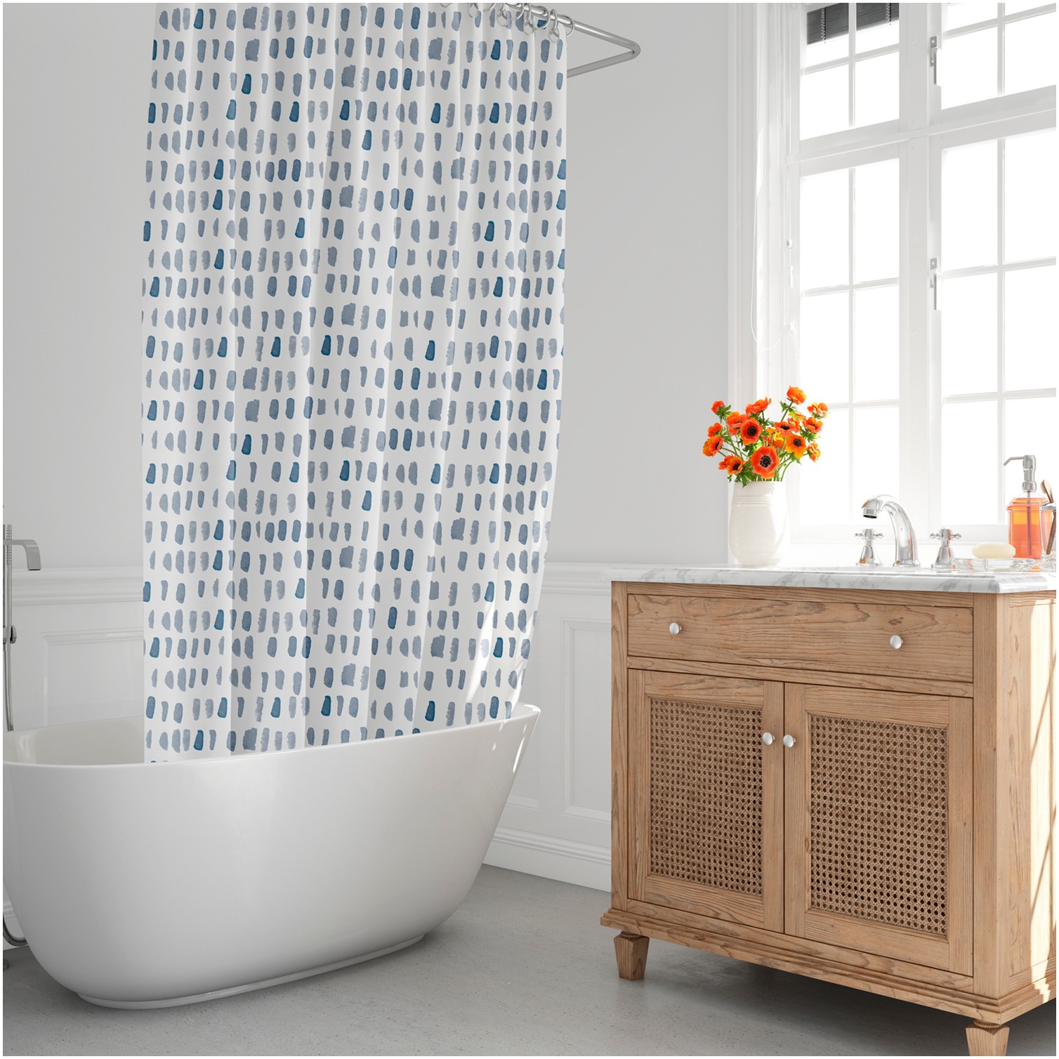 Cortina Ducha Matrix Azul 180x200 cm. Impermeable