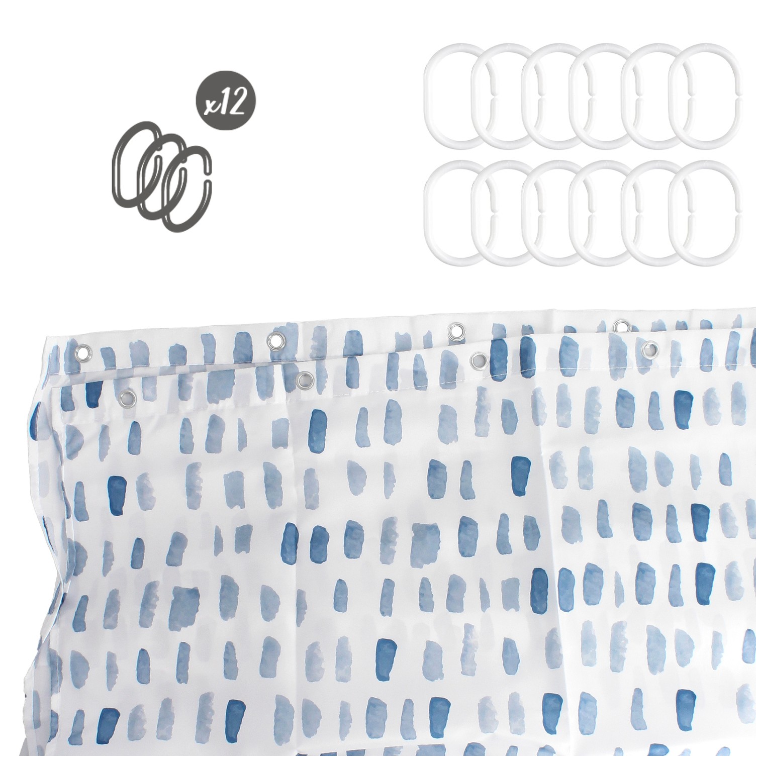 Cortina Ducha Matrix Azul 180x200 cm. Impermeable